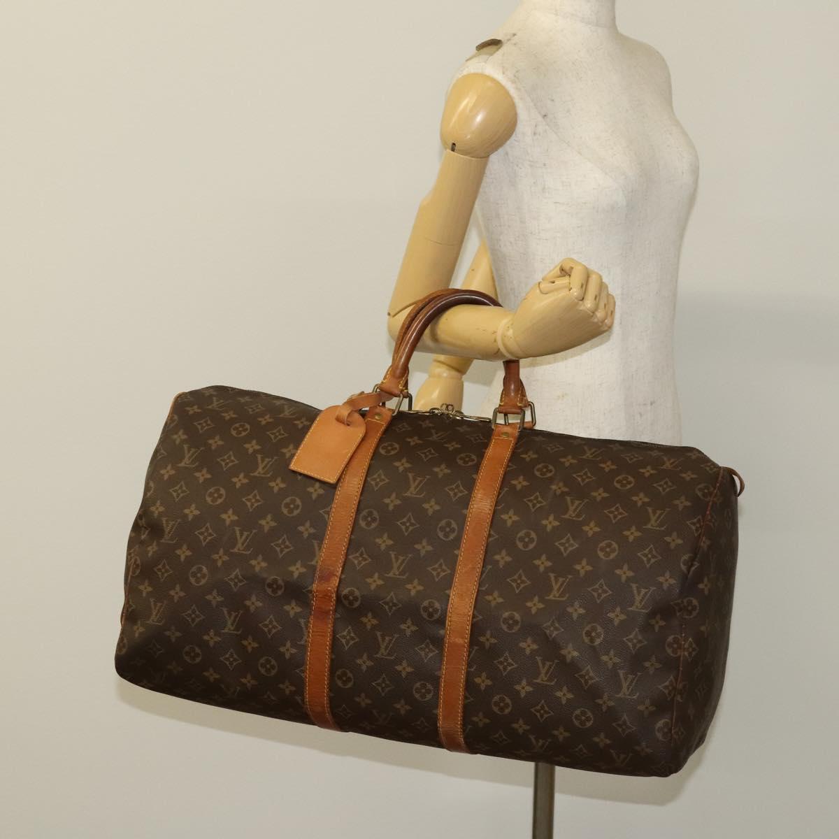 LOUIS VUITTON Monogram Keepall 55 Boston Bag M41424 LV Auth 136505