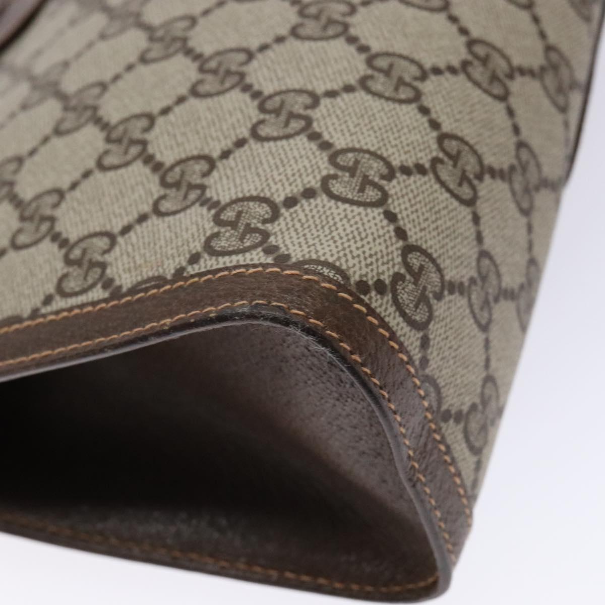 GUCCI GG Supreme Web Sherry Line Clutch Bag PVC Beige 156 01 033 Auth 136529