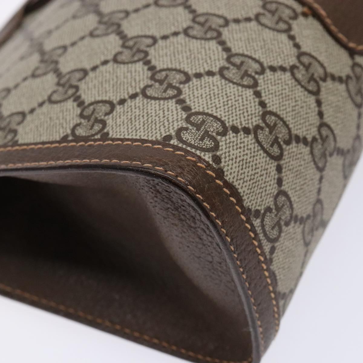 GUCCI GG Supreme Web Sherry Line Clutch Bag PVC Beige 156 01 033 Auth 136529
