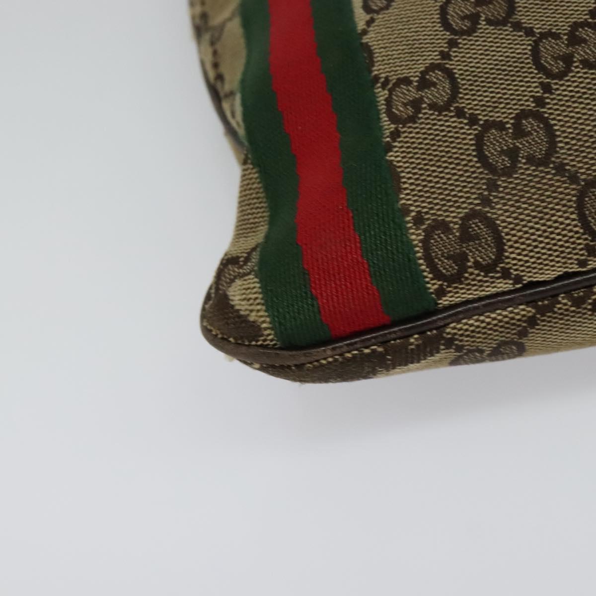 GUCCI GG Canvas Web Sherry Line Shoulder Bag Beige Gold Red 144388 Auth 136530