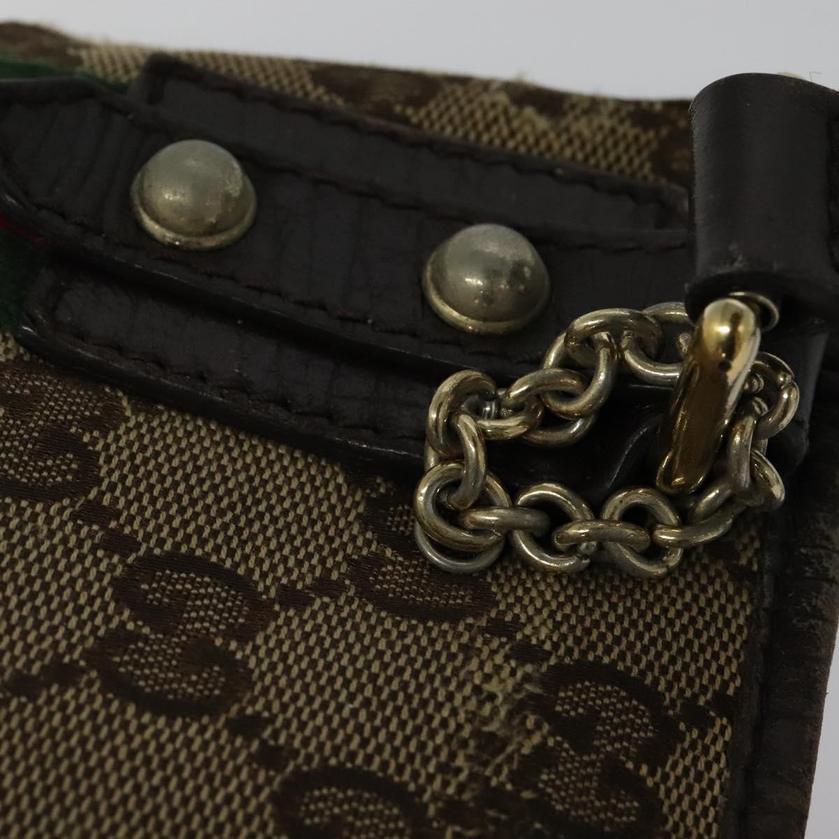 GUCCI GG Canvas Web Sherry Line Shoulder Bag Beige Gold Red 144388 Auth 136530