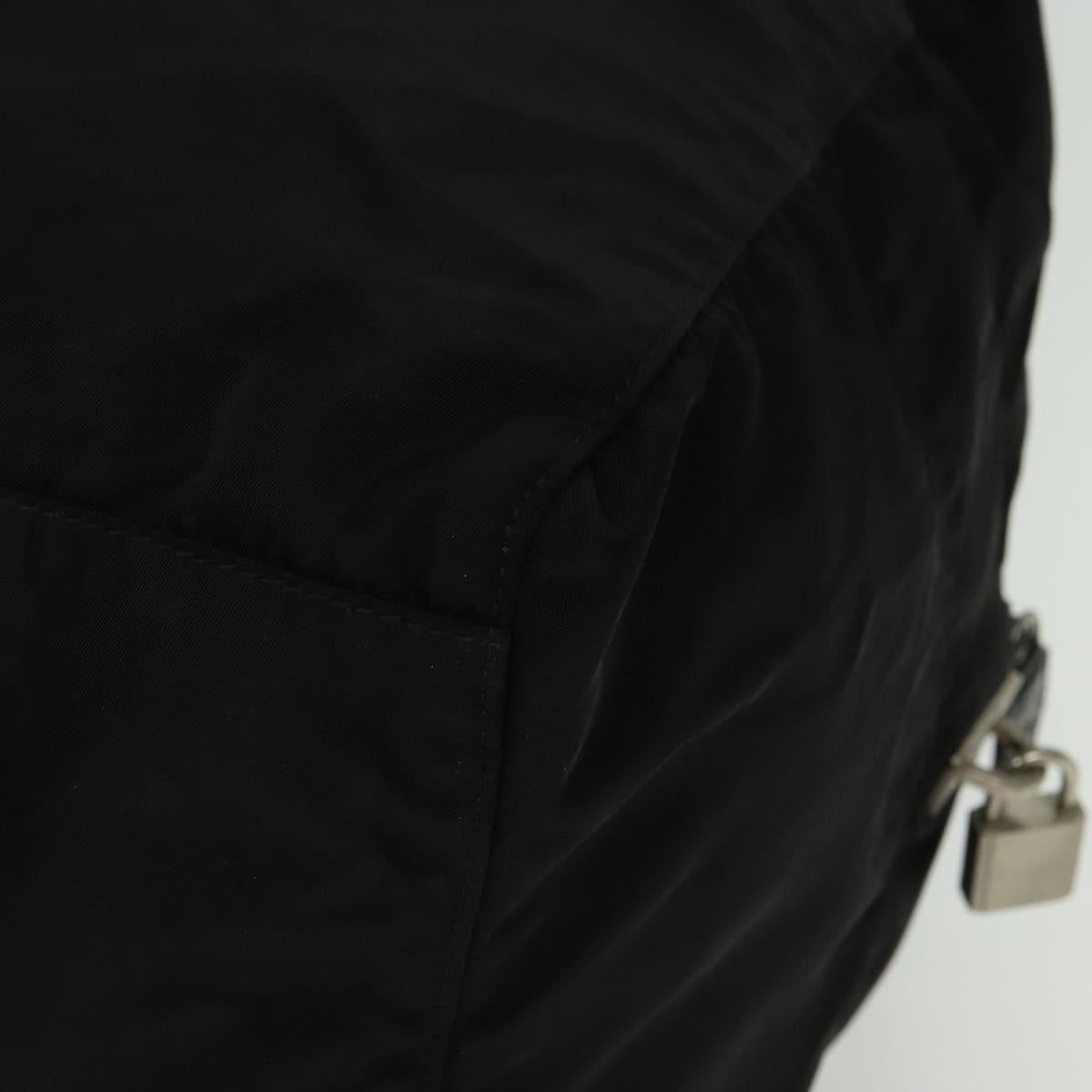 PRADA Boston Bag Nylon Black Silver Auth 136533
