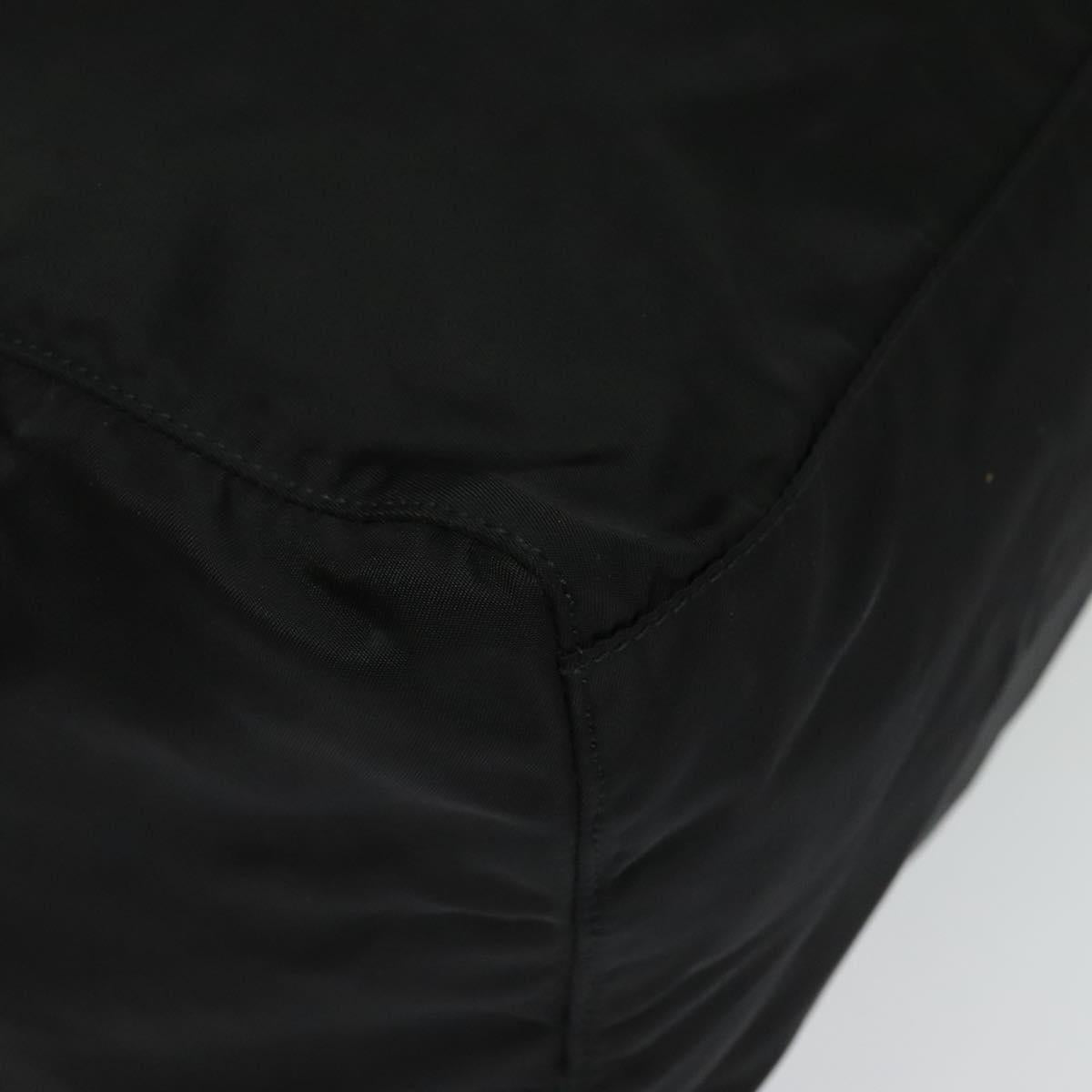 PRADA Boston Bag Nylon Black Silver Auth 136533