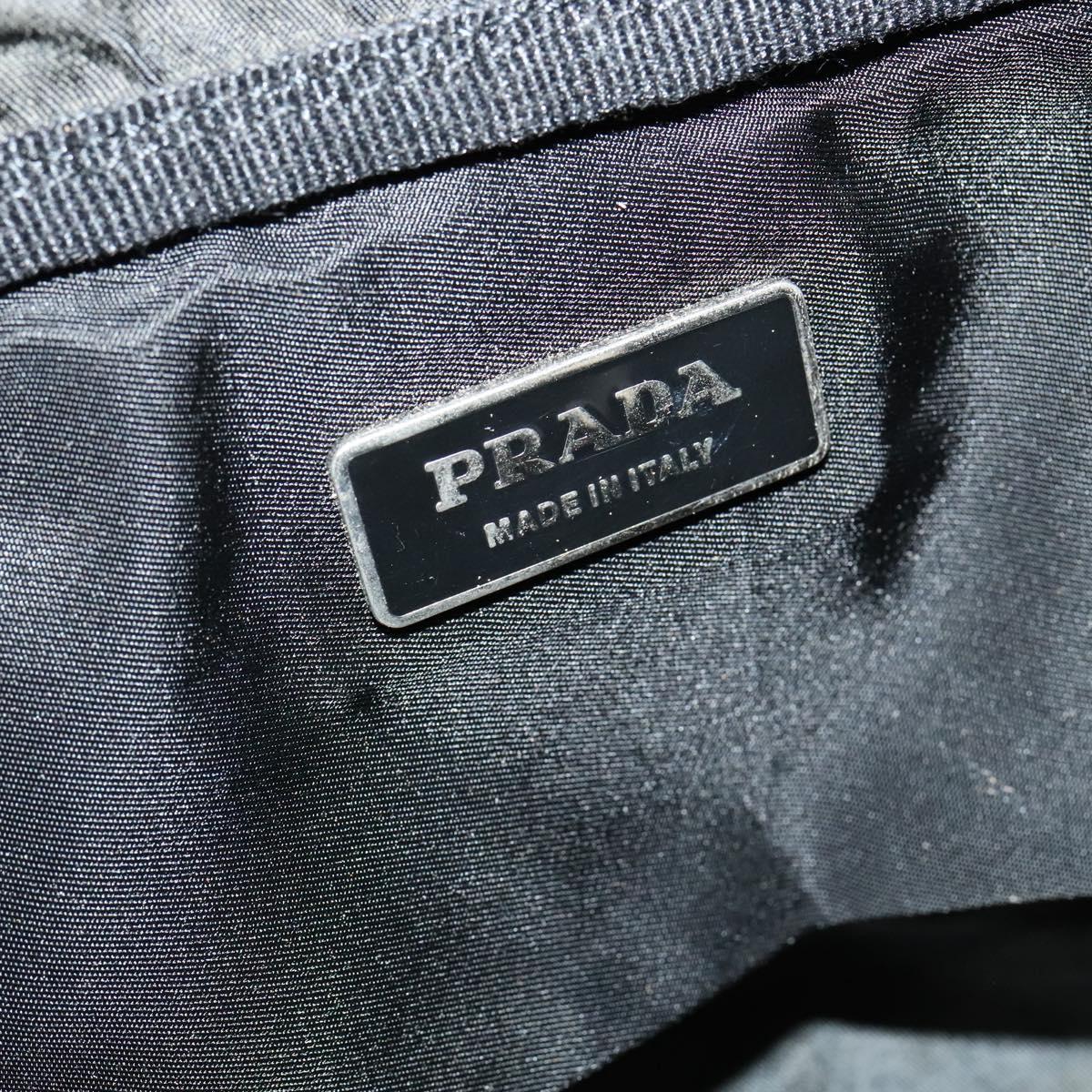 PRADA Boston Bag Nylon Black Silver Auth 136533