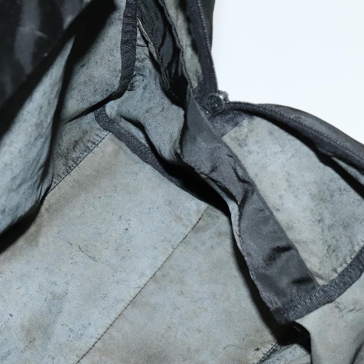 PRADA Boston Bag Nylon Black Silver Auth 136533