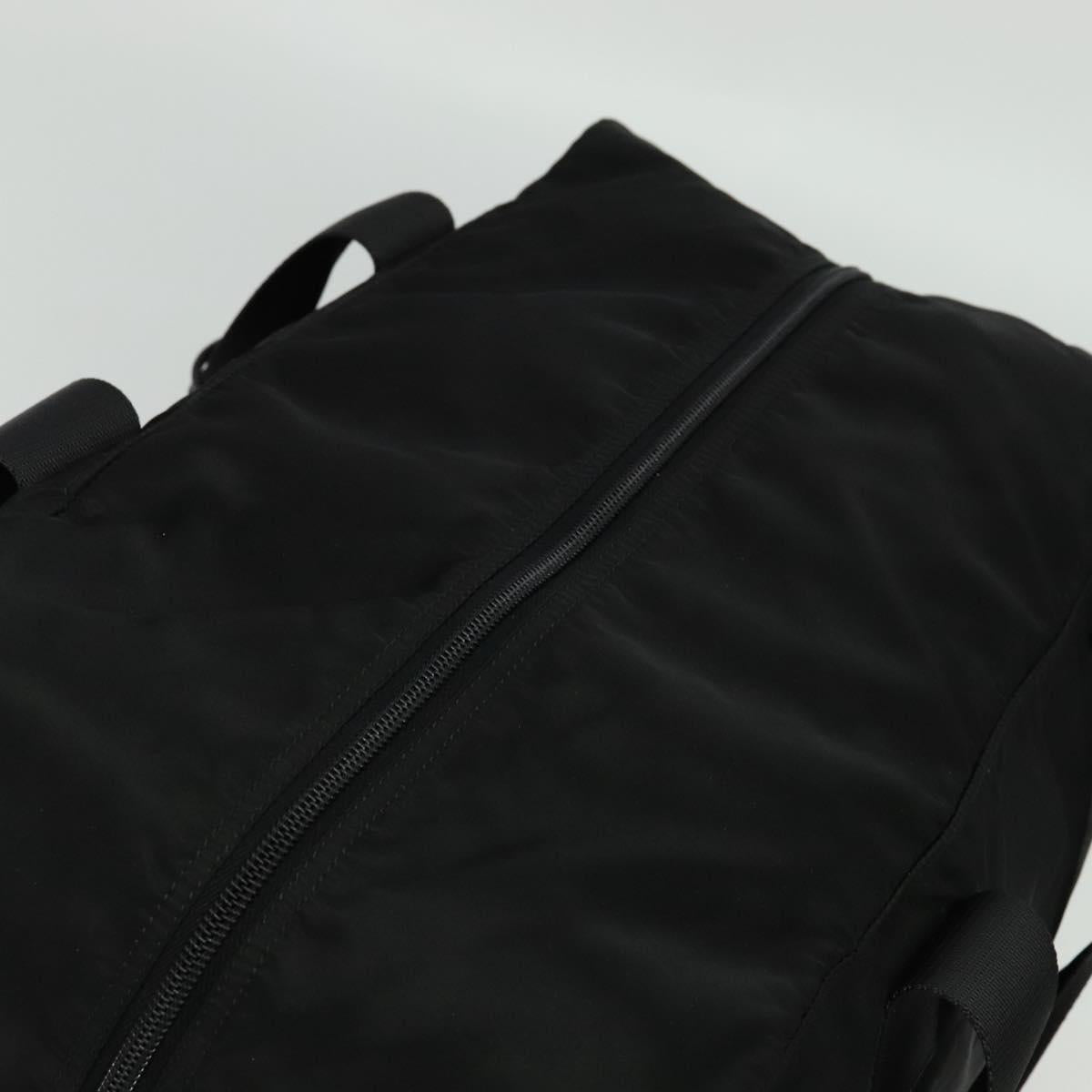 PRADA Boston Bag Nylon Black Silver Auth 136533