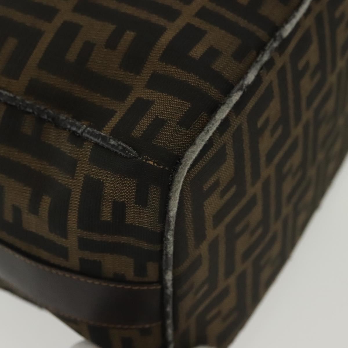 FENDI Zucca Canvas Vanity Pouch Black Brown gold Auth 136534