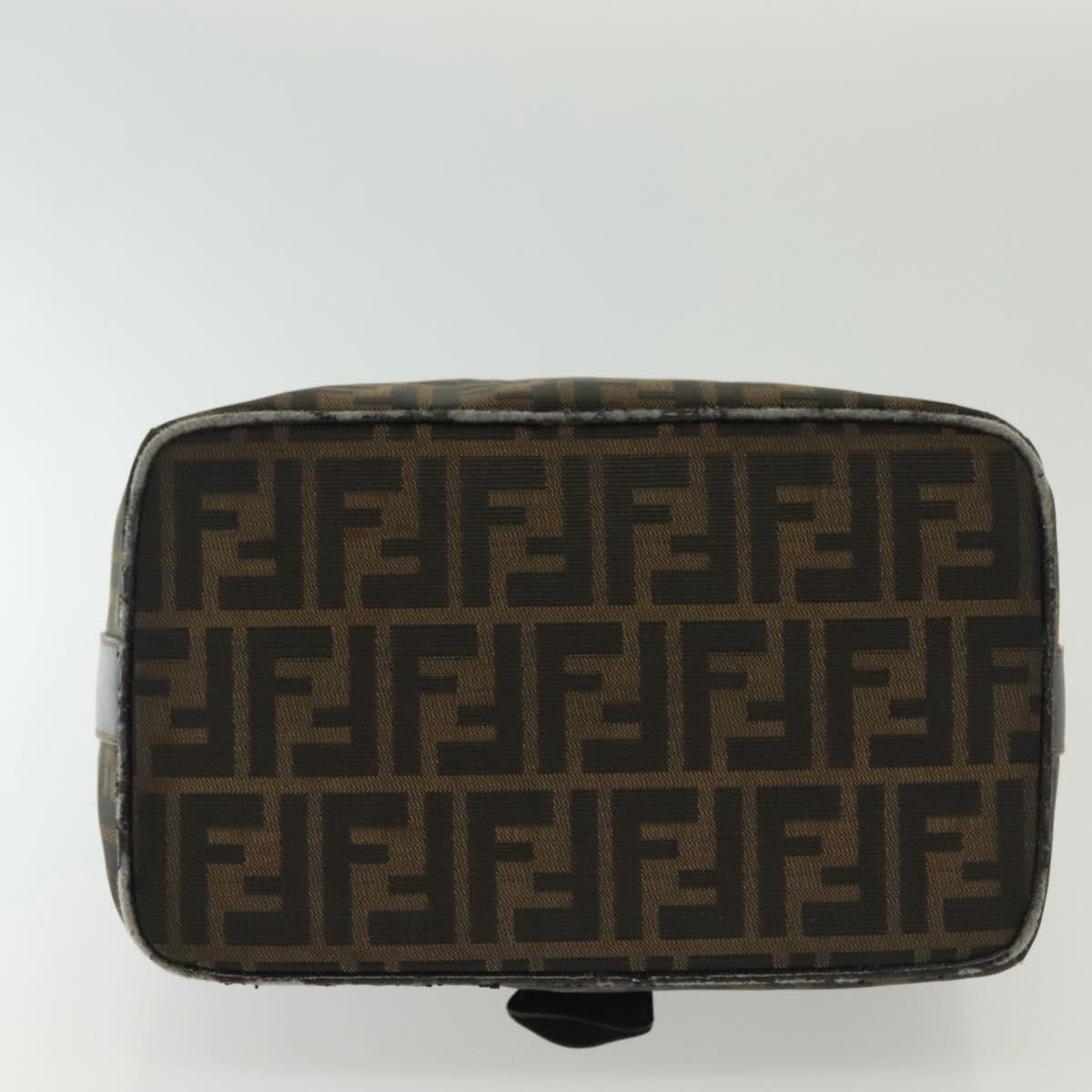 FENDI Zucca Canvas Vanity Pouch Black Brown gold Auth 136534