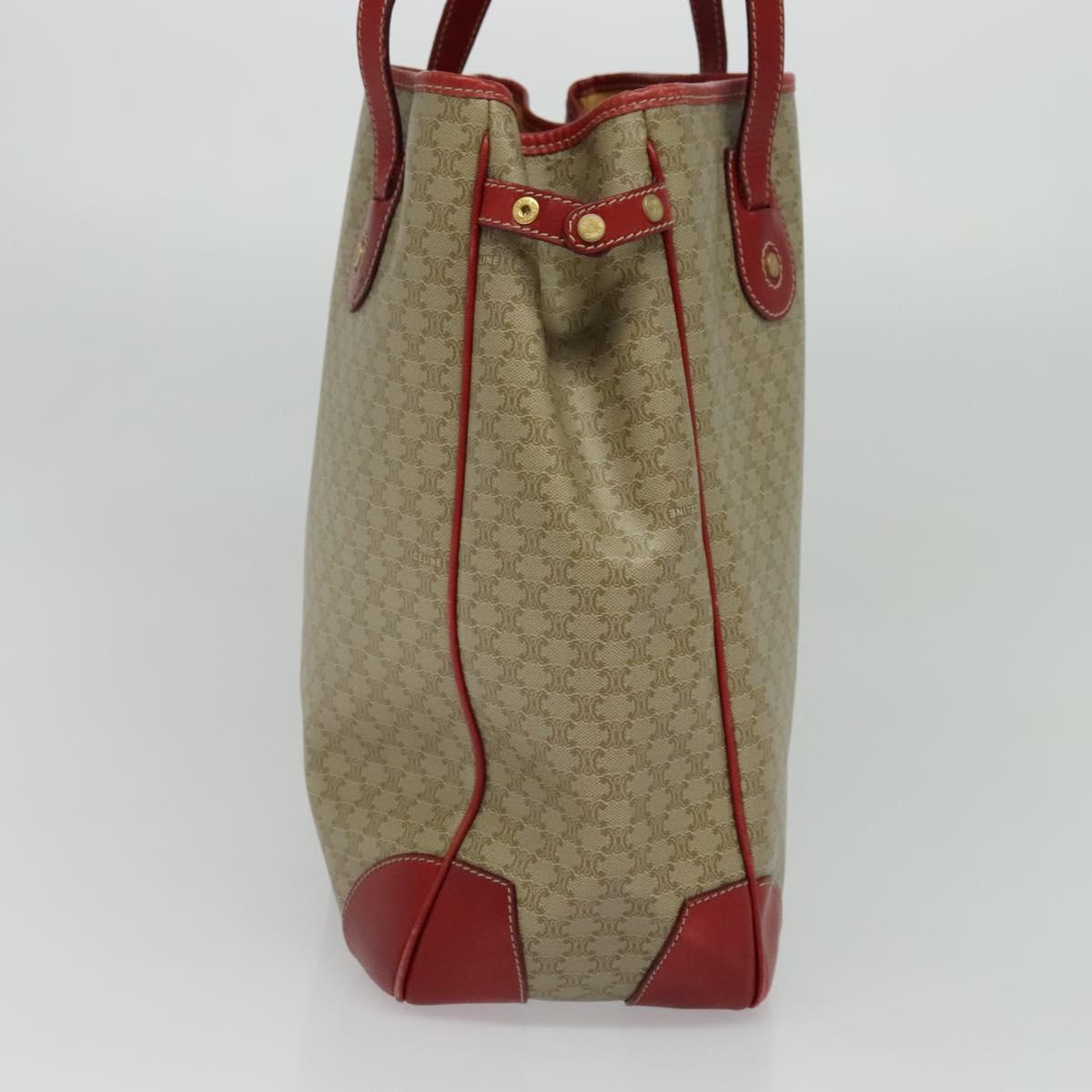 CELINE Macadam Canvas Tote Bag PVC Beige Gold Auth 136536
