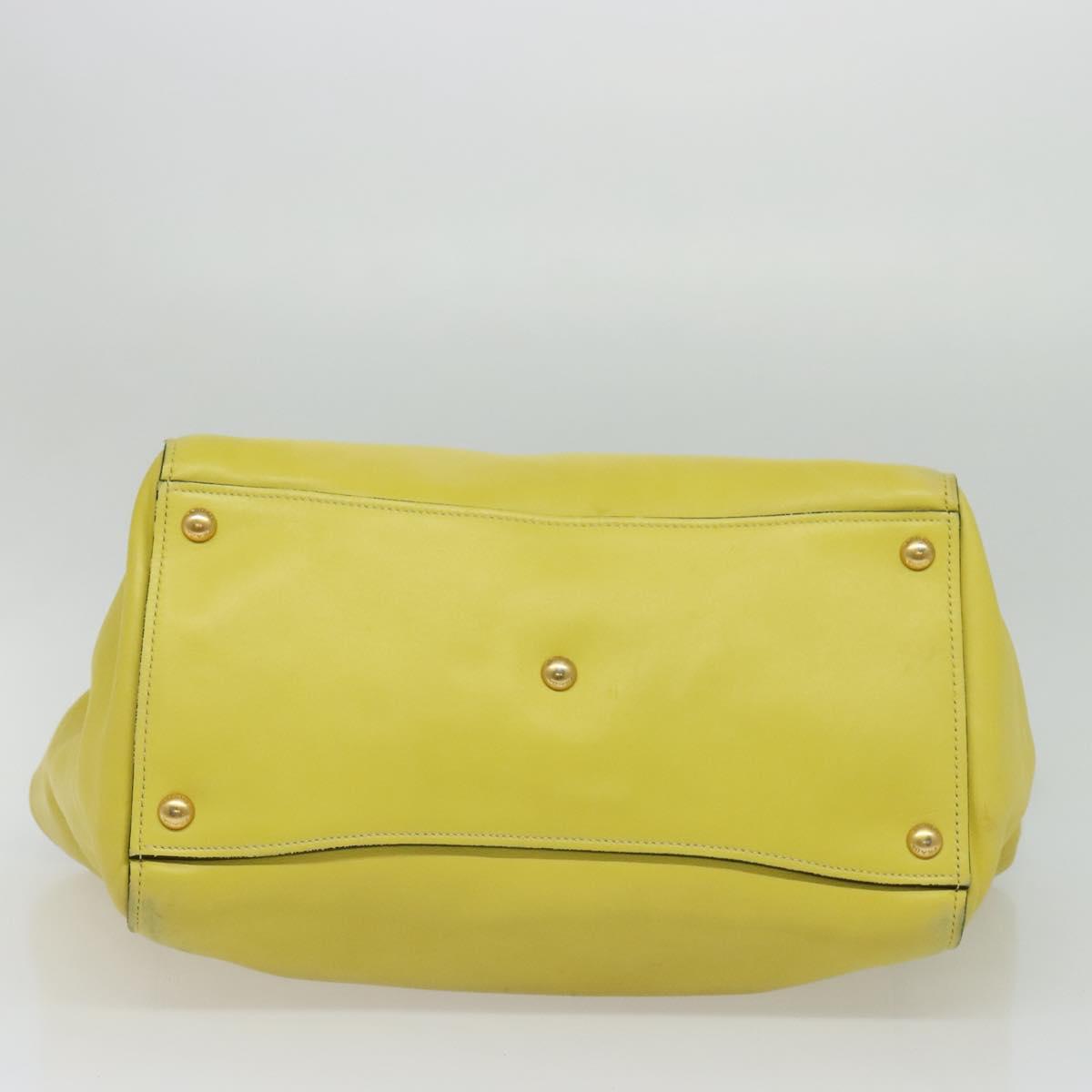 PRADA Tote Bag Leather 2way Yellow Gold Auth 136537
