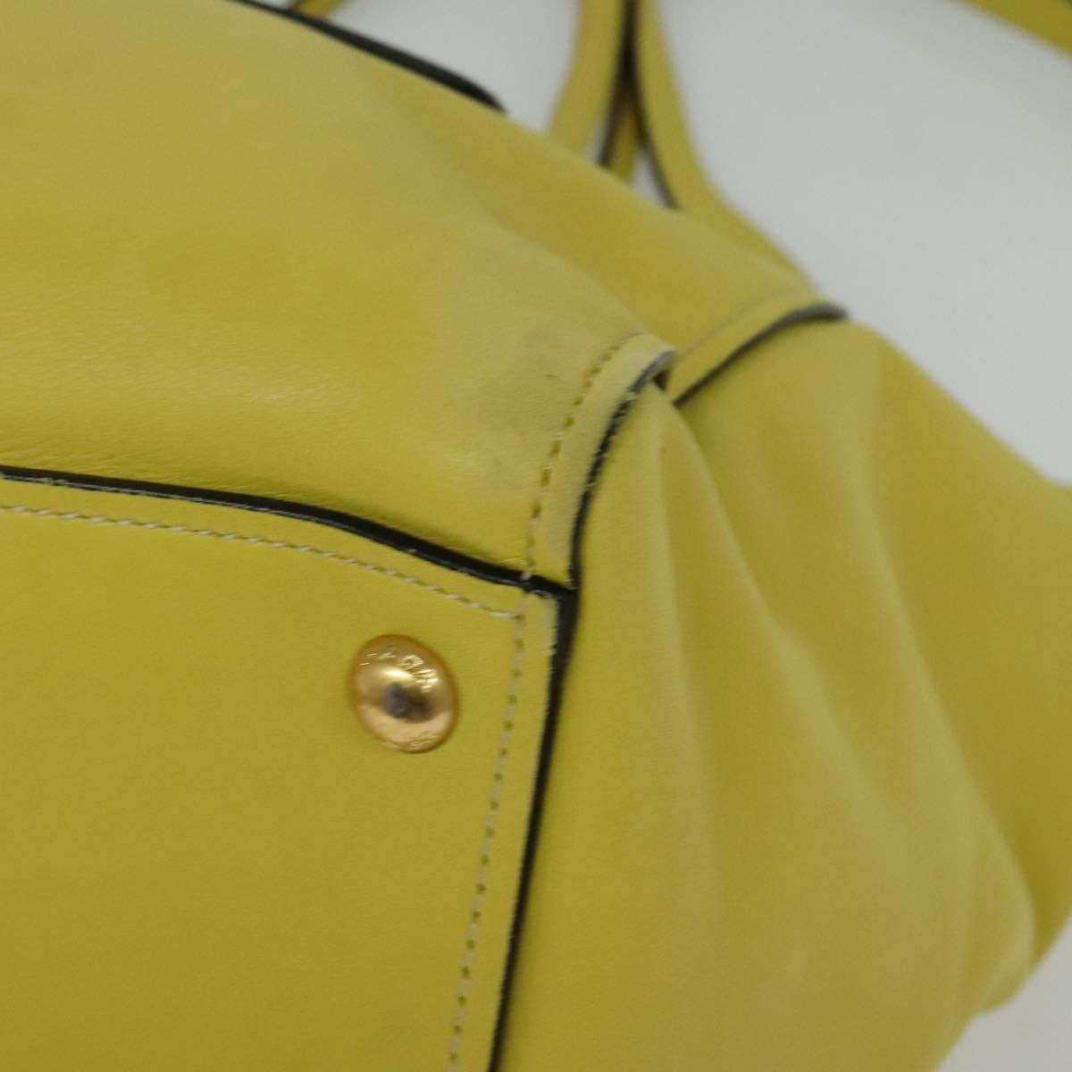 PRADA Tote Bag Leather 2way Yellow Gold Auth 136537