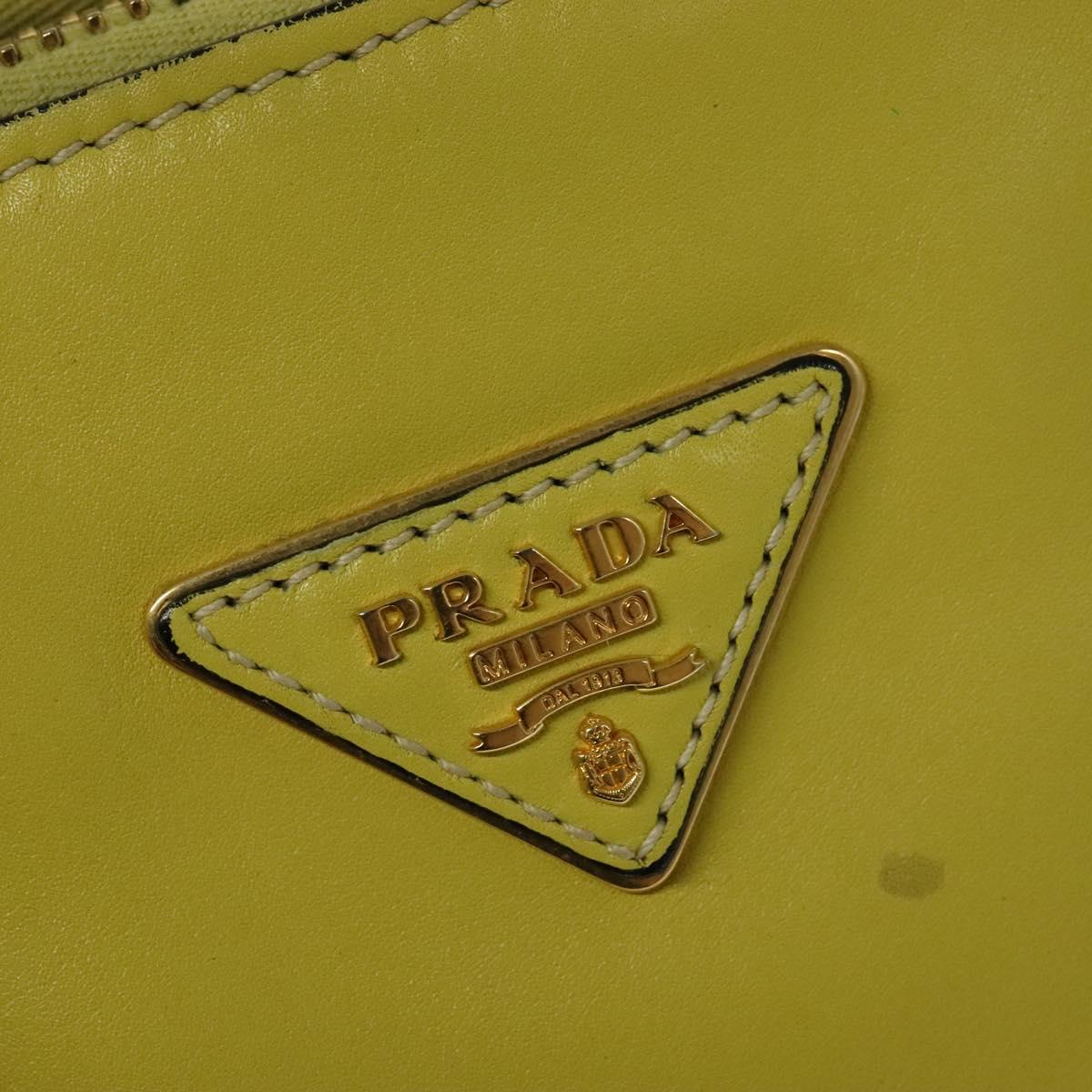 PRADA Tote Bag Leather 2way Yellow Gold Auth 136537