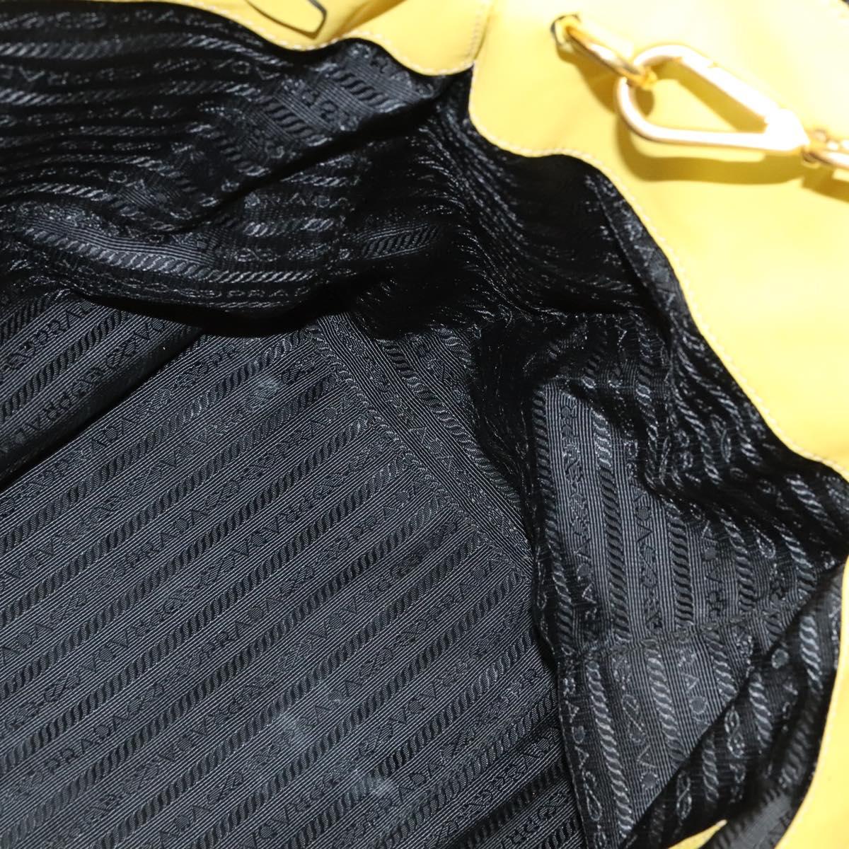 PRADA Tote Bag Leather 2way Yellow Gold Auth 136537