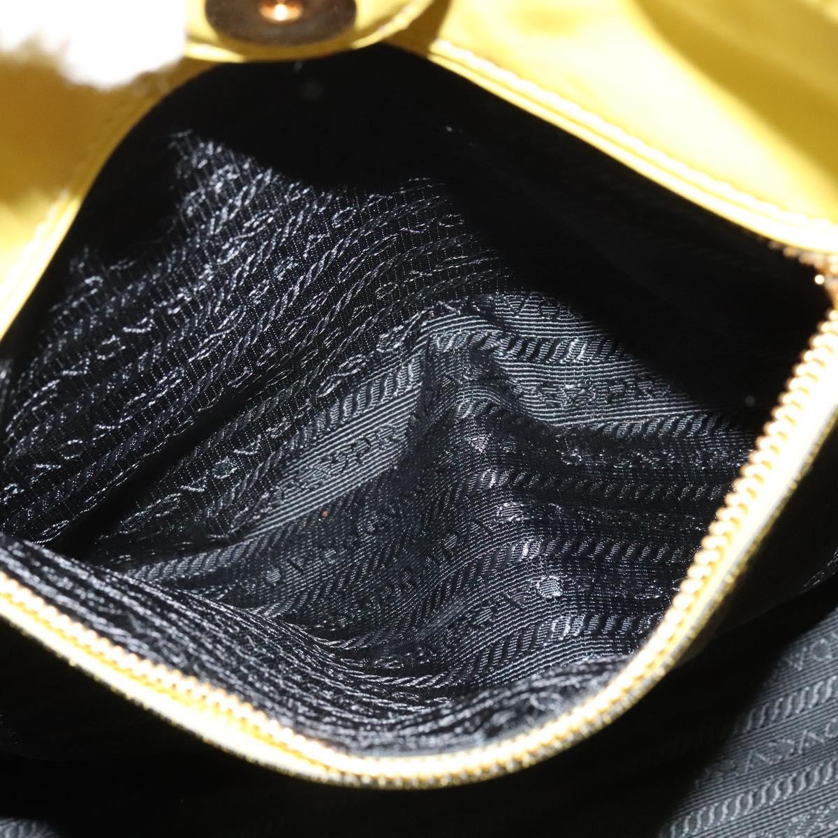 PRADA Tote Bag Leather 2way Yellow Gold Auth 136537
