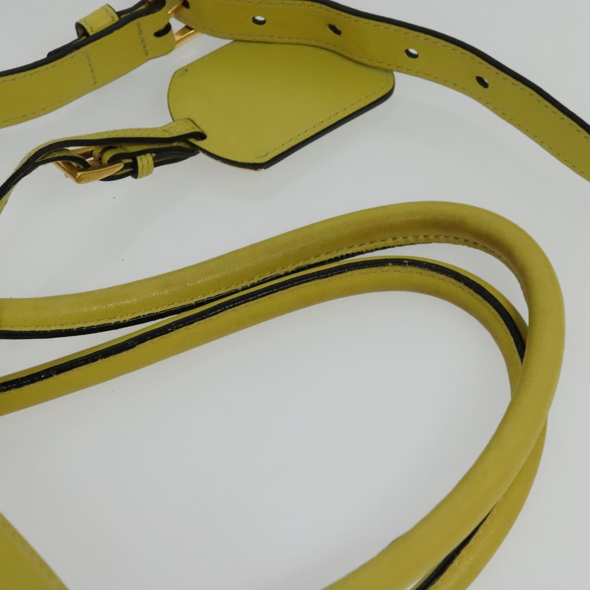 PRADA Tote Bag Leather 2way Yellow Gold Auth 136537