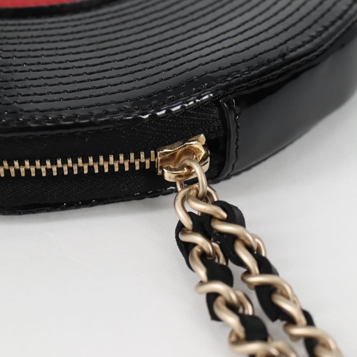 CHANEL Pouch Patent leather Black CC Auth 136541SM