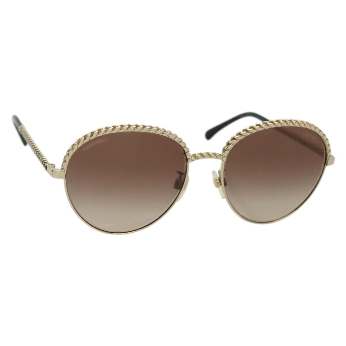 CHANEL Sunglasses metal Silver tone CC Auth 136551M