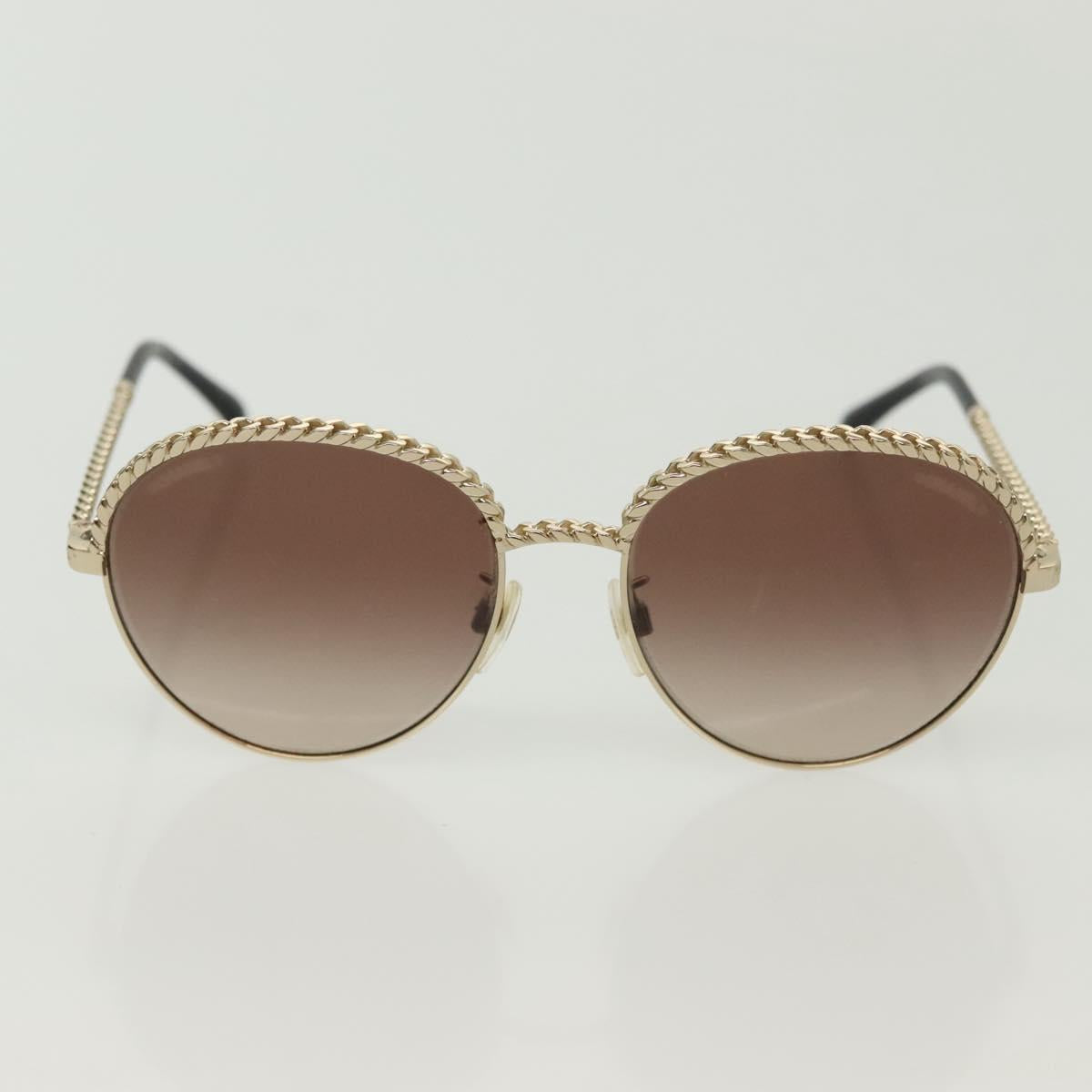 CHANEL Sunglasses metal Silver tone CC Auth 136551M