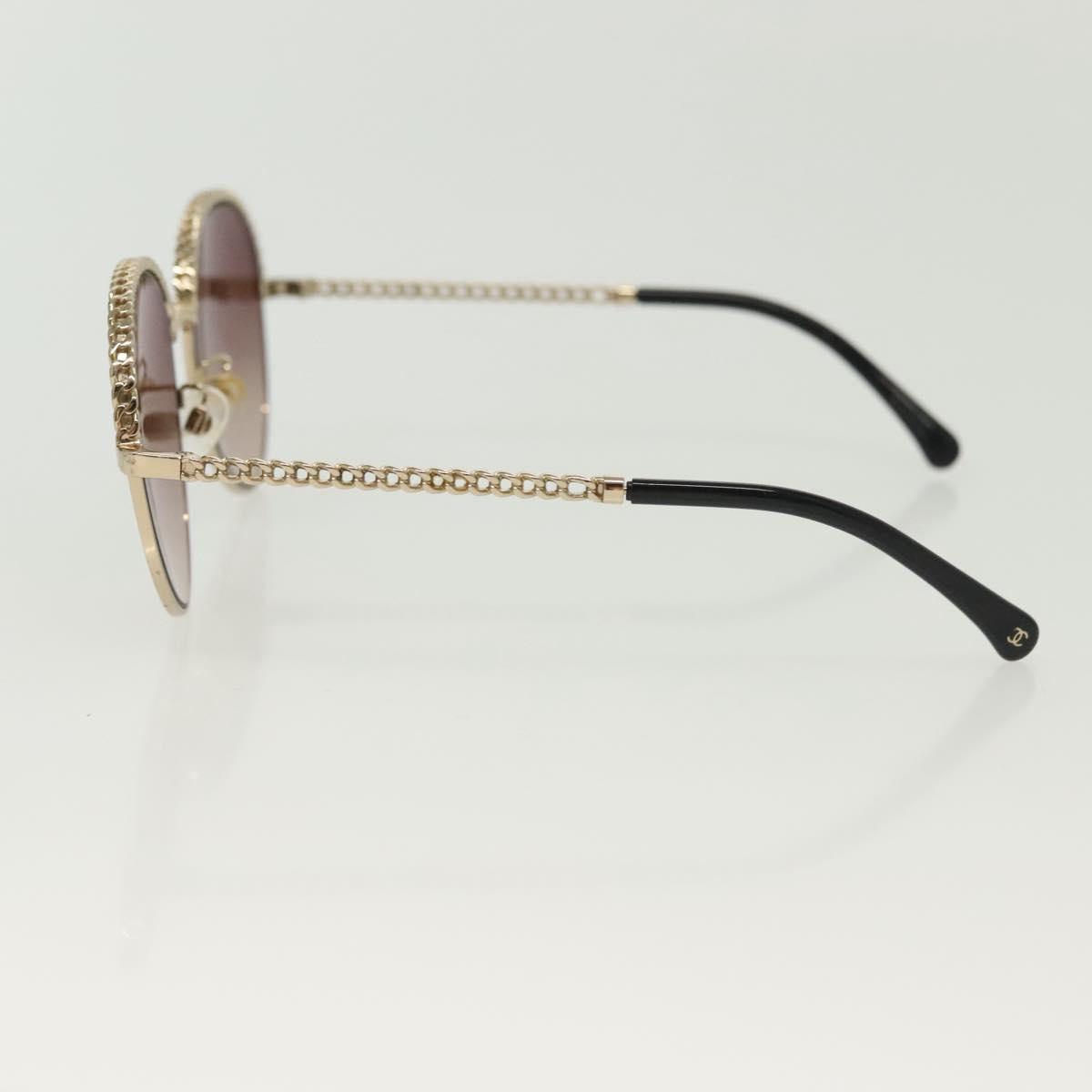 CHANEL Sunglasses metal Silver tone CC Auth 136551M