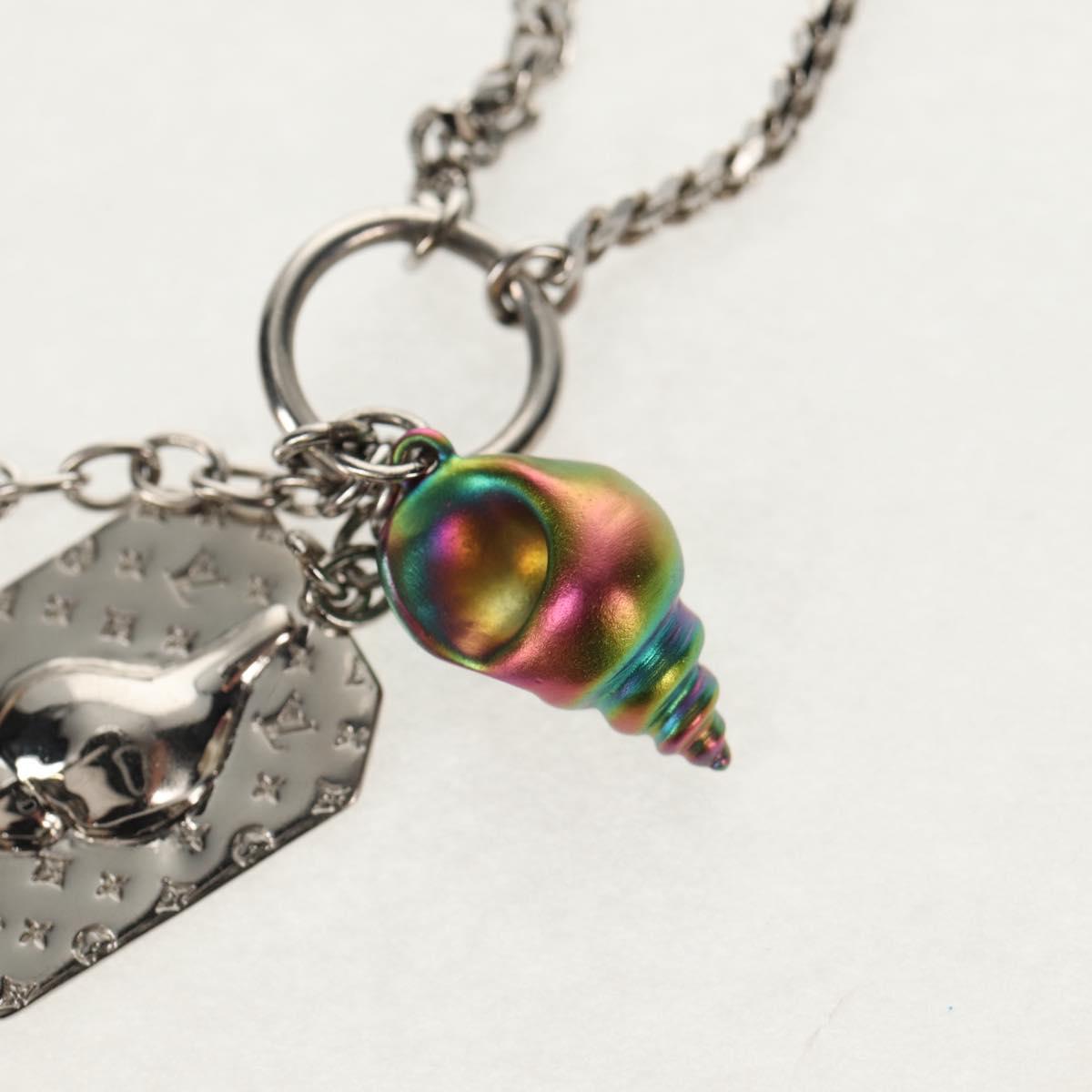 LOUIS VUITTON Shell Necklace metal Silver M01495 LV Auth 136561SAM
