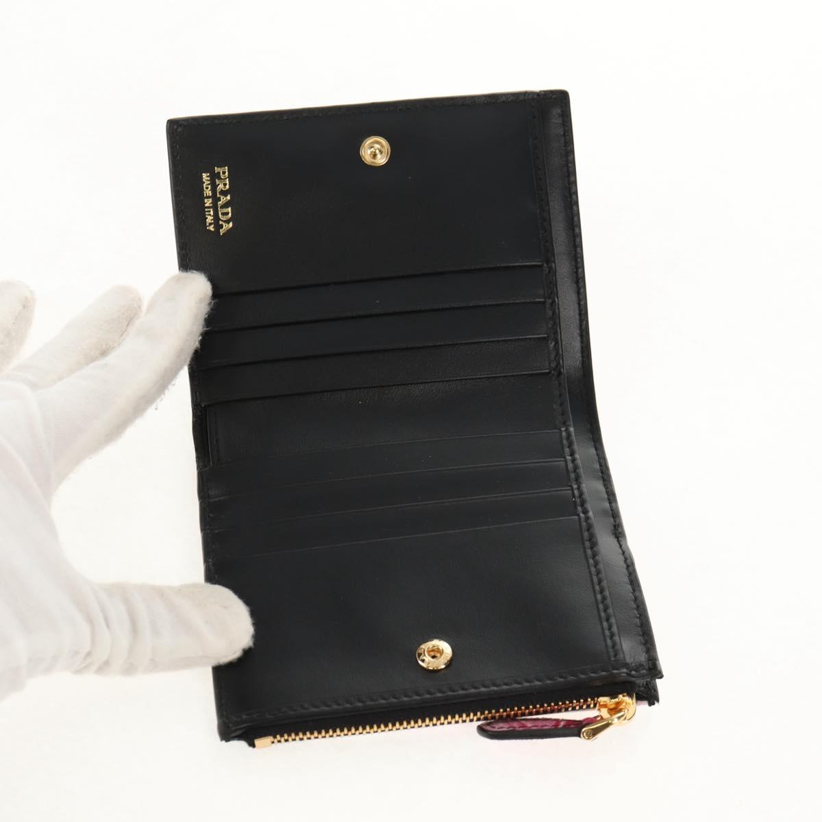 PRADA Bifold Wallet Leather Pink Auth 136570V