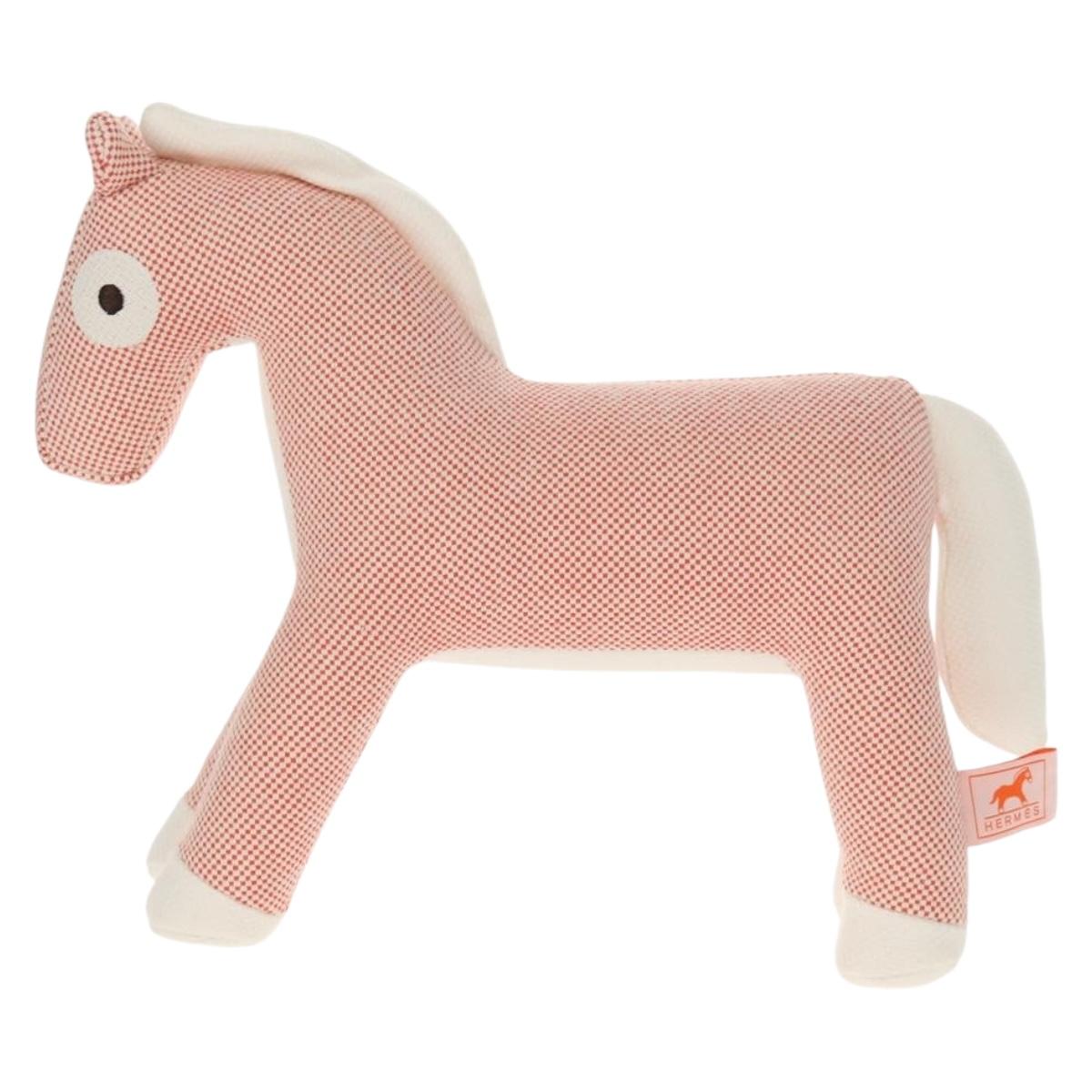HERMES Cheval Honore Stuffed dog Cotton Orange Auth 136571M