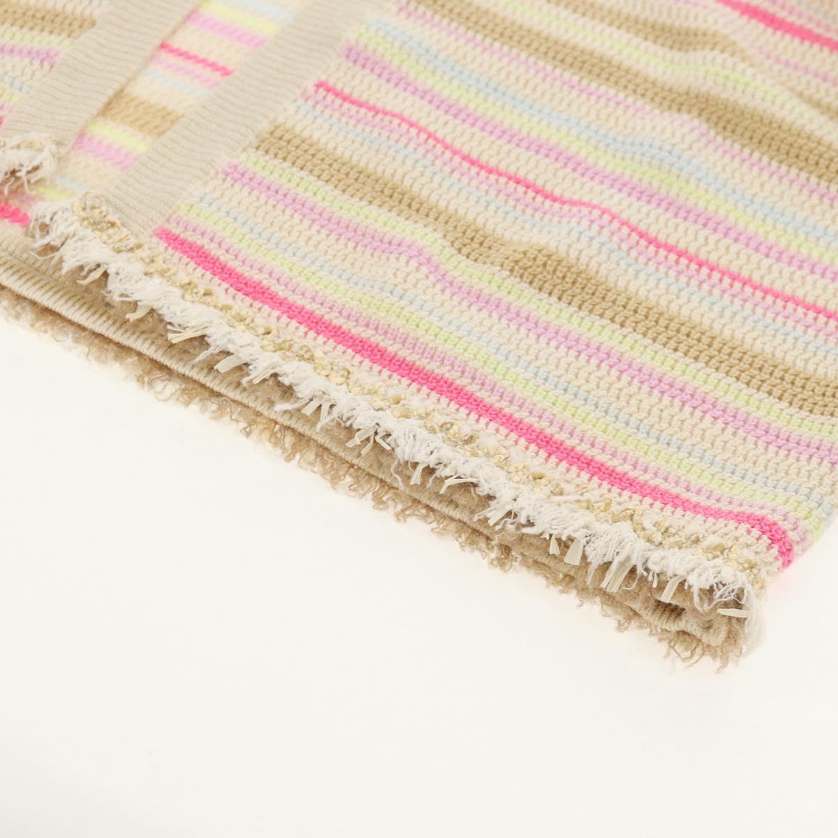 CHANEL Long Dress Shirt Wool Beige CC Auth 136572M