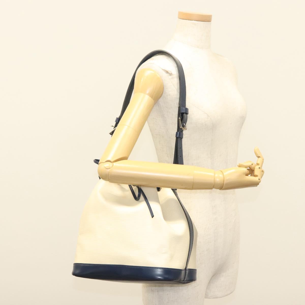 LOUIS VUITTON Epi Bicolor Petit Noe Shoulder Bag White Navy M40881 Auth 136597