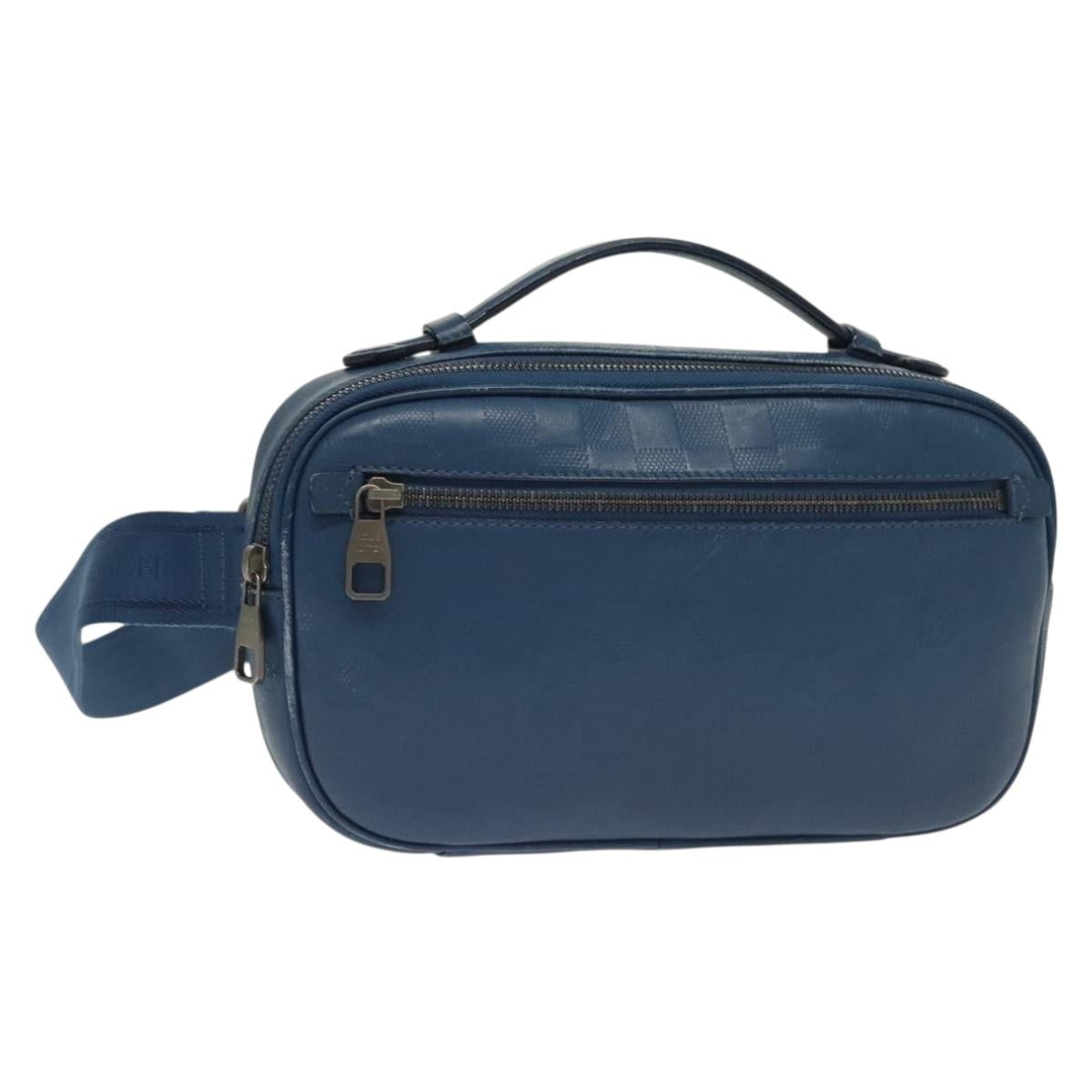 LOUIS VUITTON Damier Infini Ambreil Bag Leather Blue N41354 LV Auth 136610