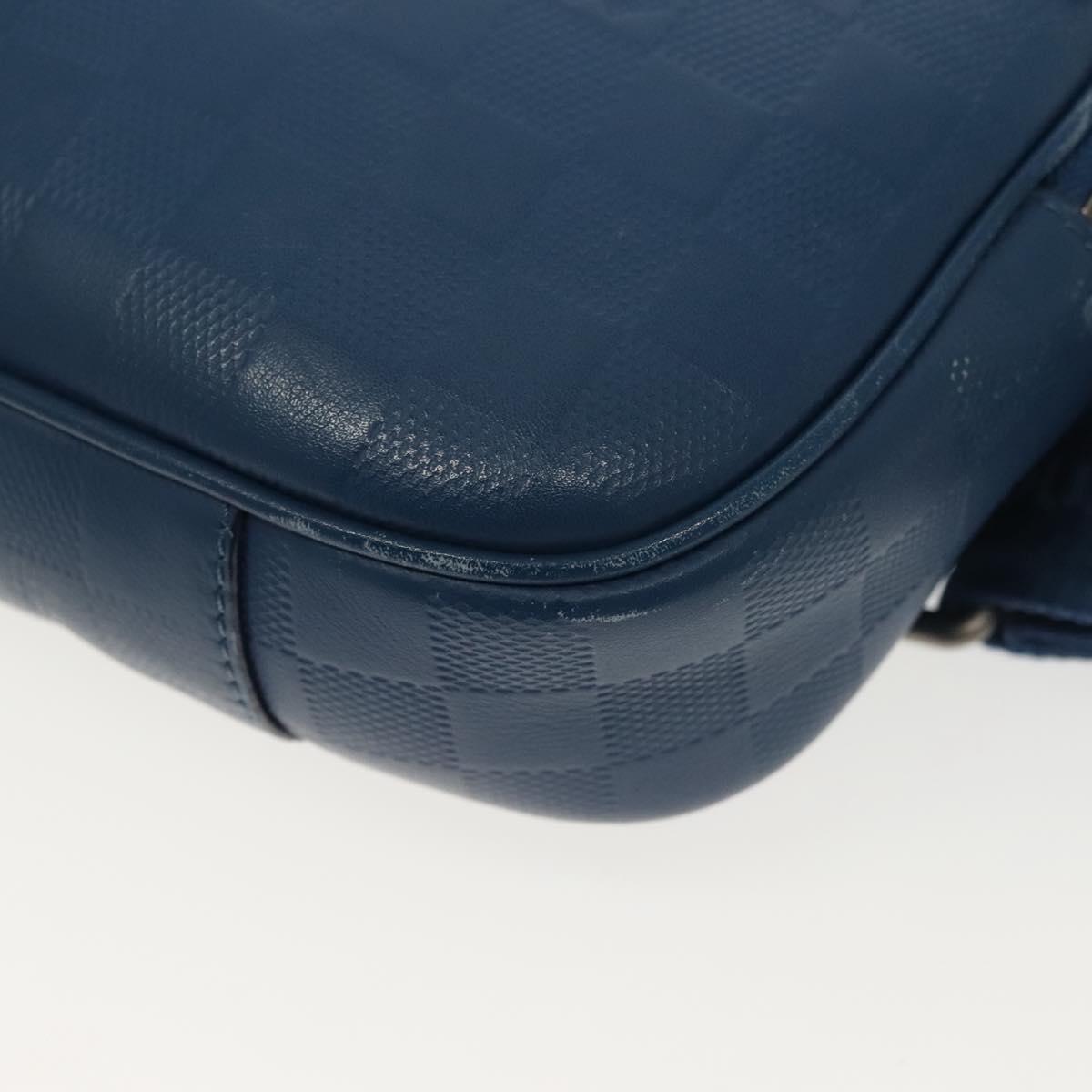 LOUIS VUITTON Damier Infini Ambreil Bag Leather Blue N41354 LV Auth 136610