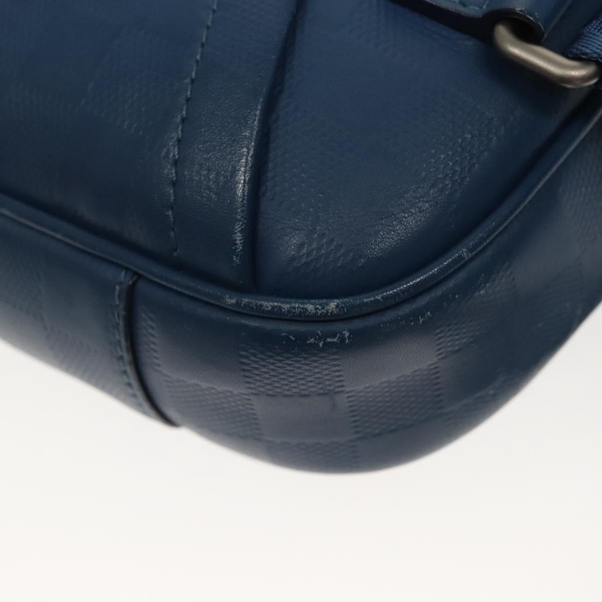 LOUIS VUITTON Damier Infini Ambreil Bag Leather Blue N41354 LV Auth 136610