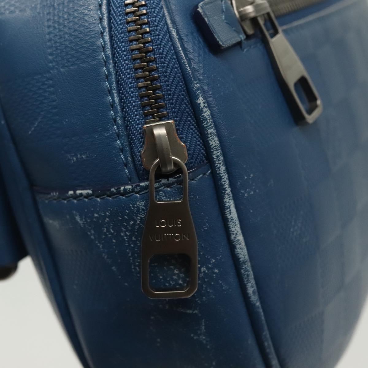 LOUIS VUITTON Damier Infini Ambreil Bag Leather Blue N41354 LV Auth 136610