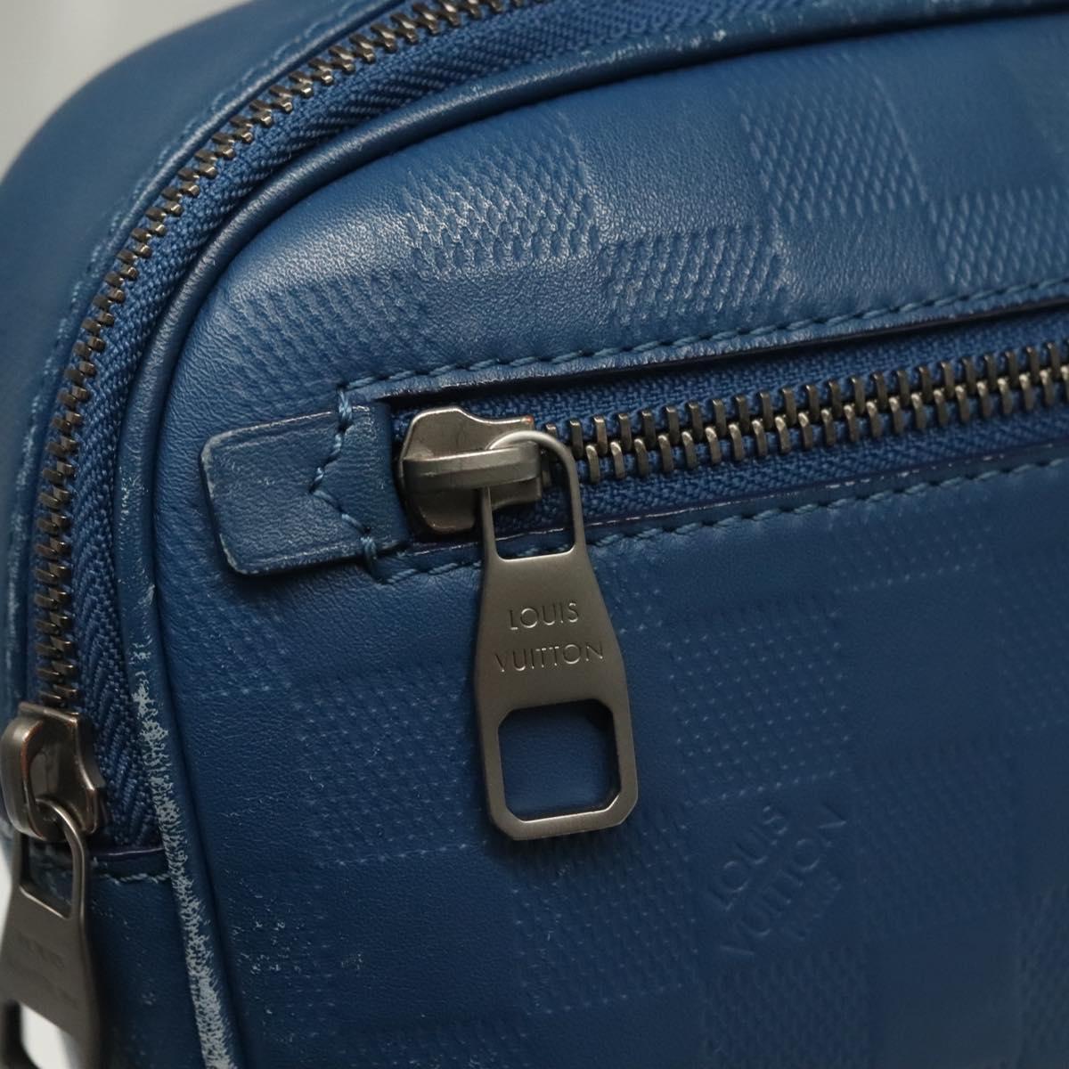 LOUIS VUITTON Damier Infini Ambreil Bag Leather Blue N41354 LV Auth 136610