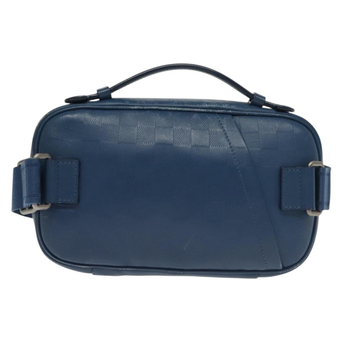 LOUIS VUITTON Damier Infini Ambreil Bag Leather Blue N41354 LV Auth 136610