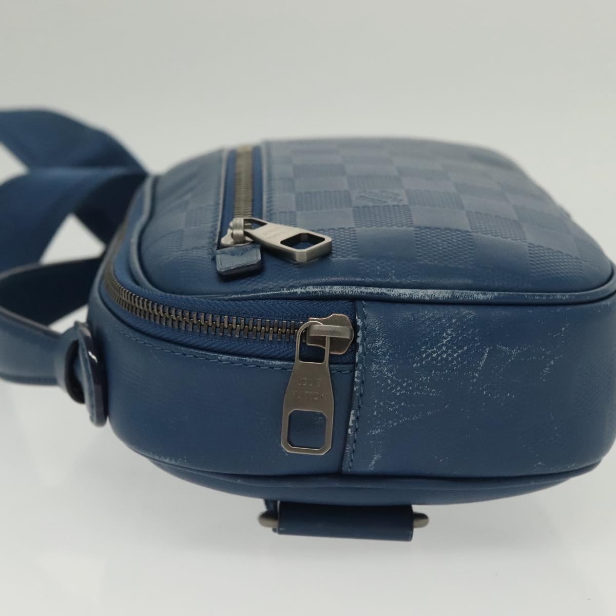 LOUIS VUITTON Damier Infini Ambreil Bag Leather Blue N41354 LV Auth 136610