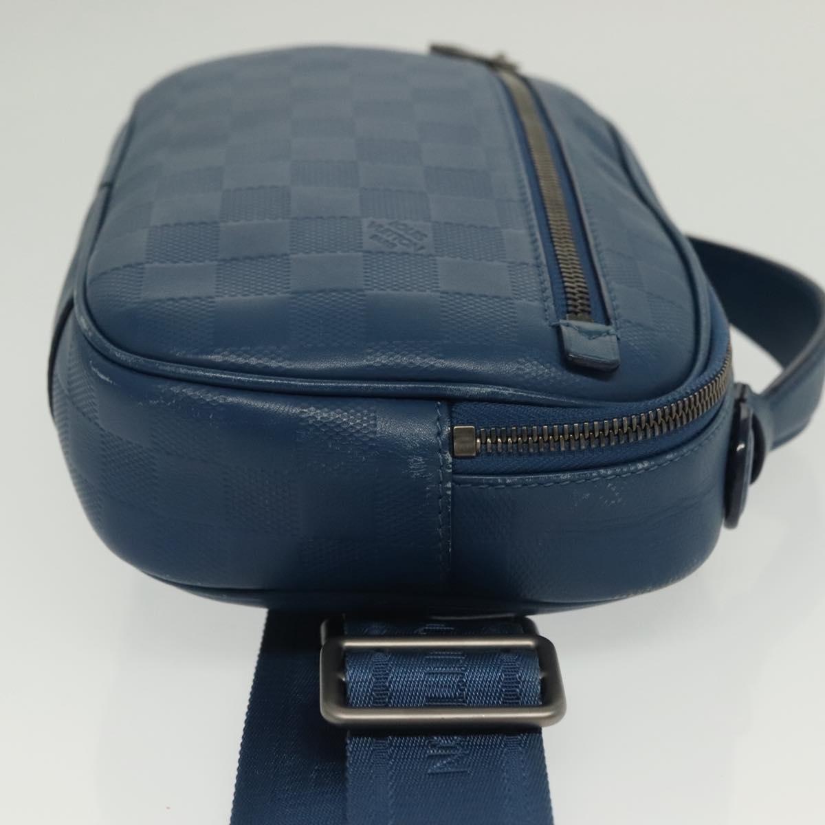 LOUIS VUITTON Damier Infini Ambreil Bag Leather Blue N41354 LV Auth 136610