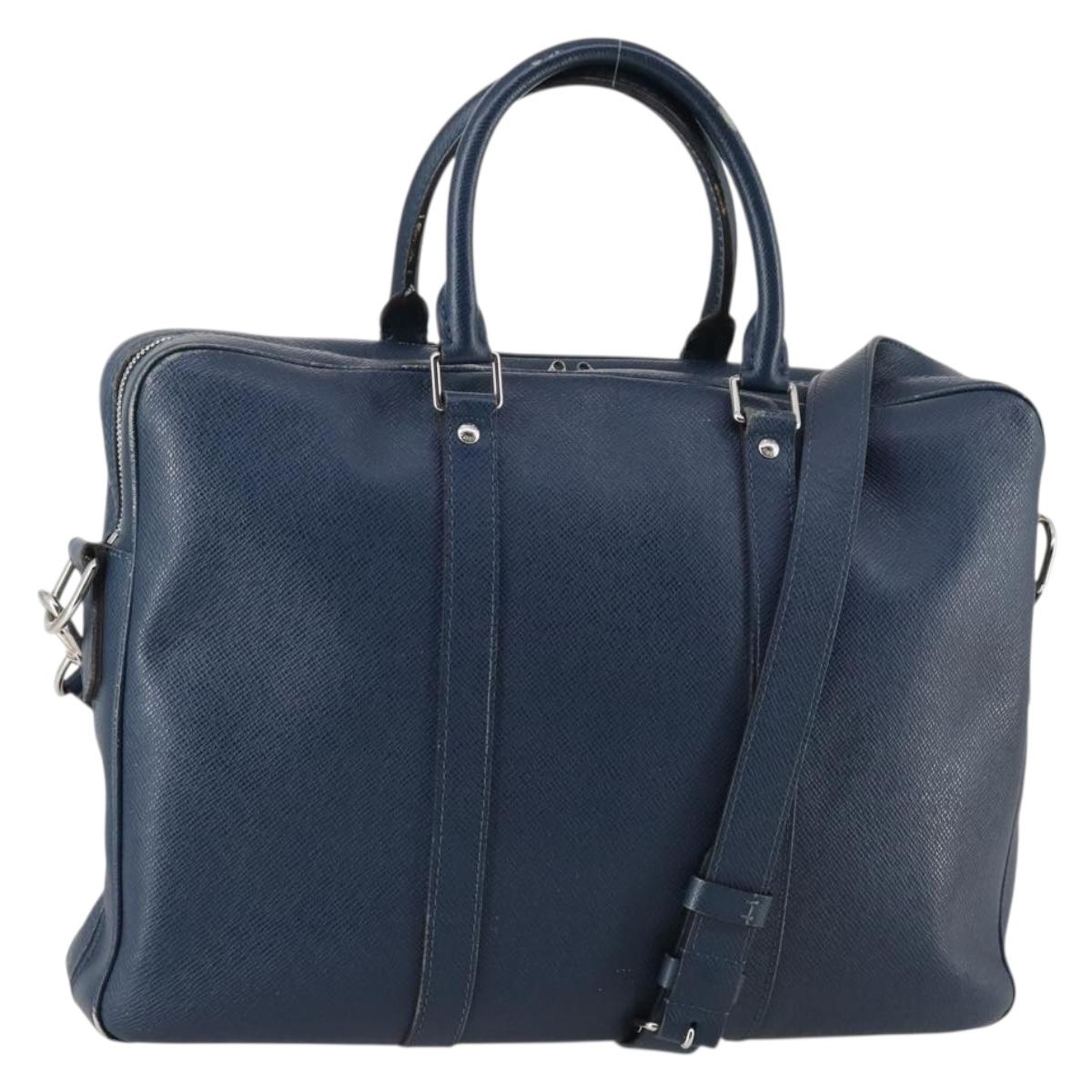 LOUIS VUITTON Taiga Porte Documents Voyage PM Bag 2way Blue M30639 Auth 136614