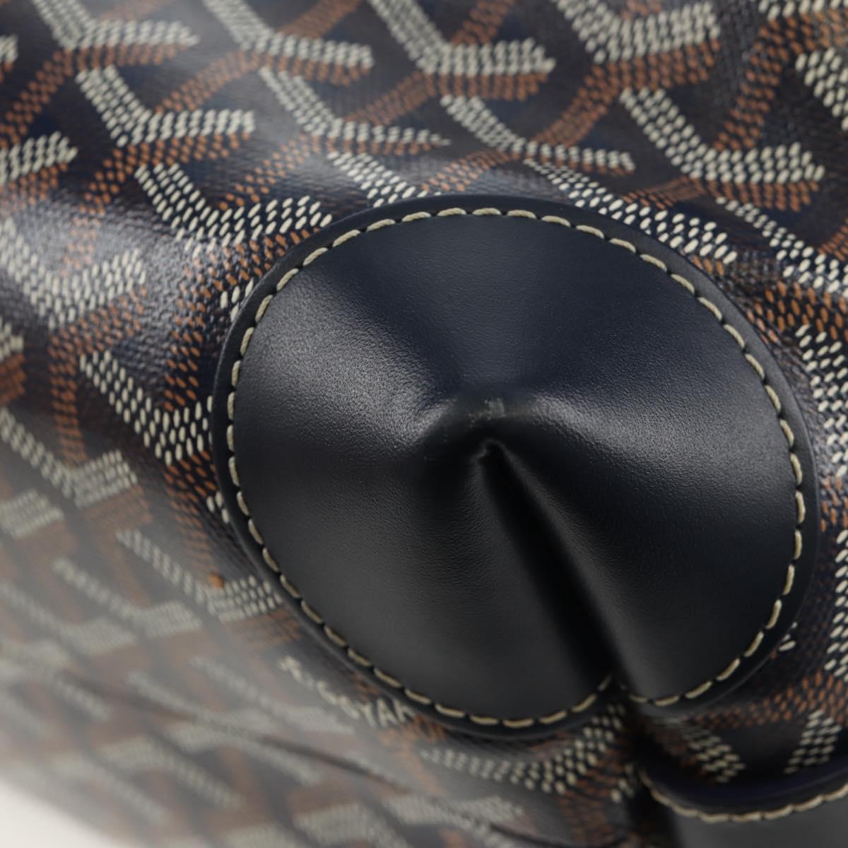 GOYARD Herringbone Bowling 25 Clutch Bag PVC Leather Navy Auth 136620M