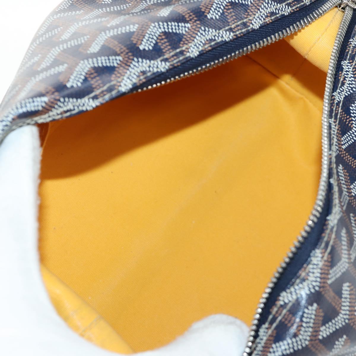 GOYARD Herringbone Bowling 25 Clutch Bag PVC Leather Navy Auth 136620M