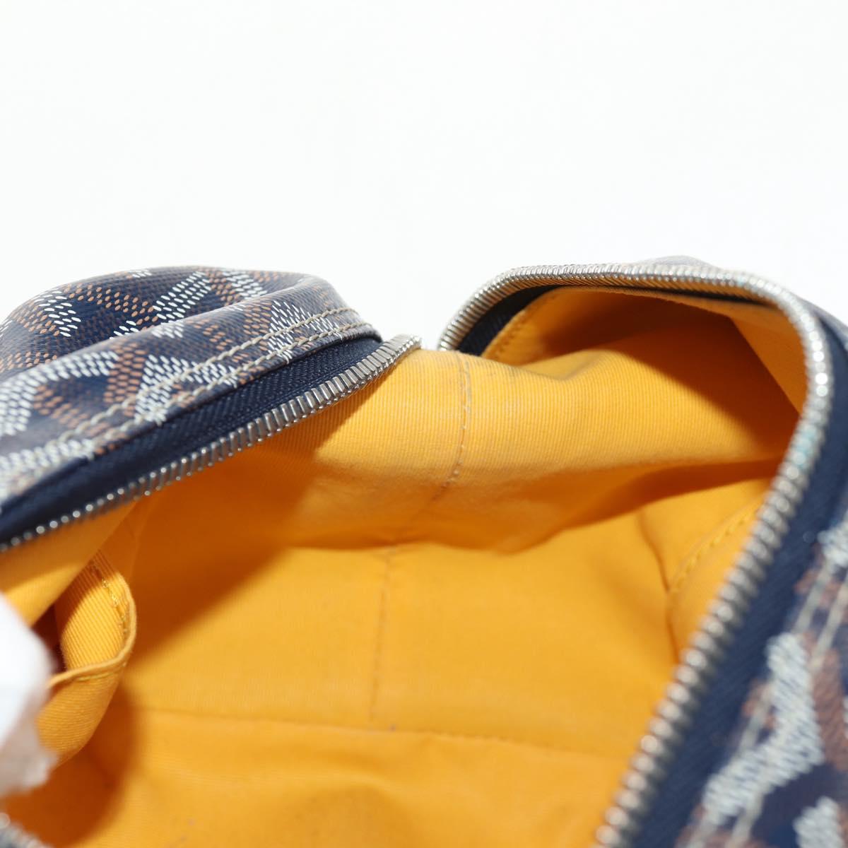 GOYARD Herringbone Bowling 25 Clutch Bag PVC Leather Navy Auth 136620M