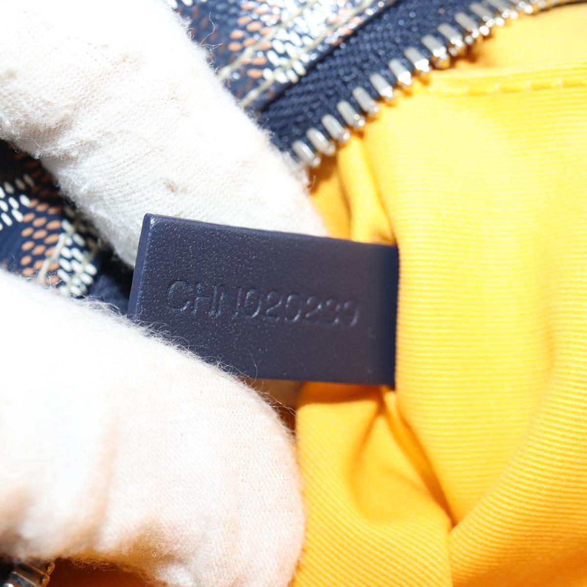 GOYARD Herringbone Bowling 25 Clutch Bag PVC Leather Navy Auth 136620M