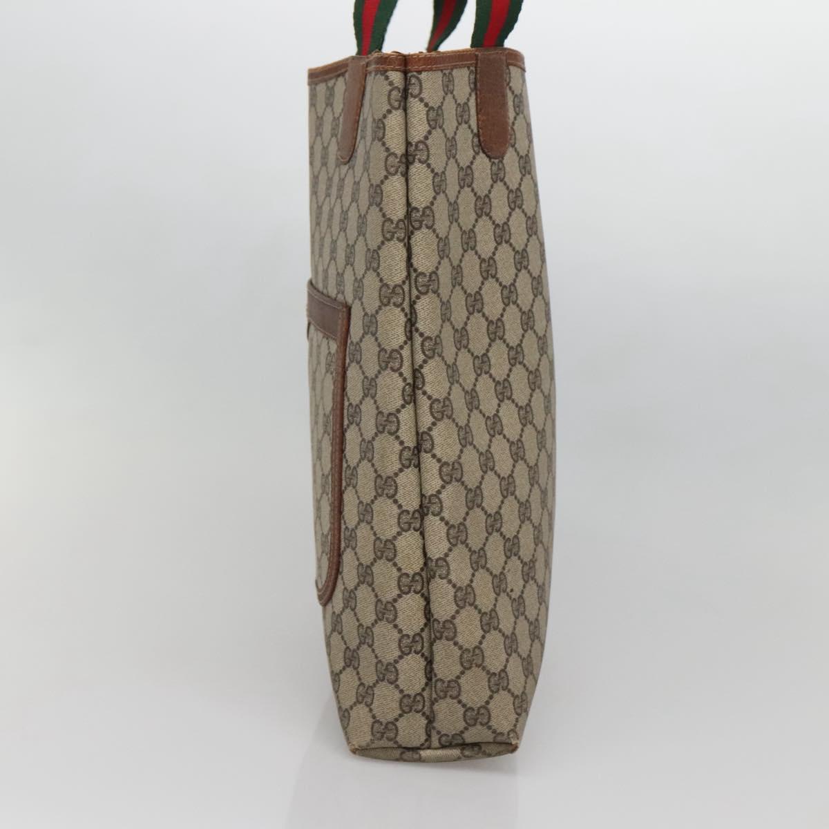 GUCCI GG Supreme Web Sherry Line Tote Bag PVC Beige 39 002 4487 Auth 136646