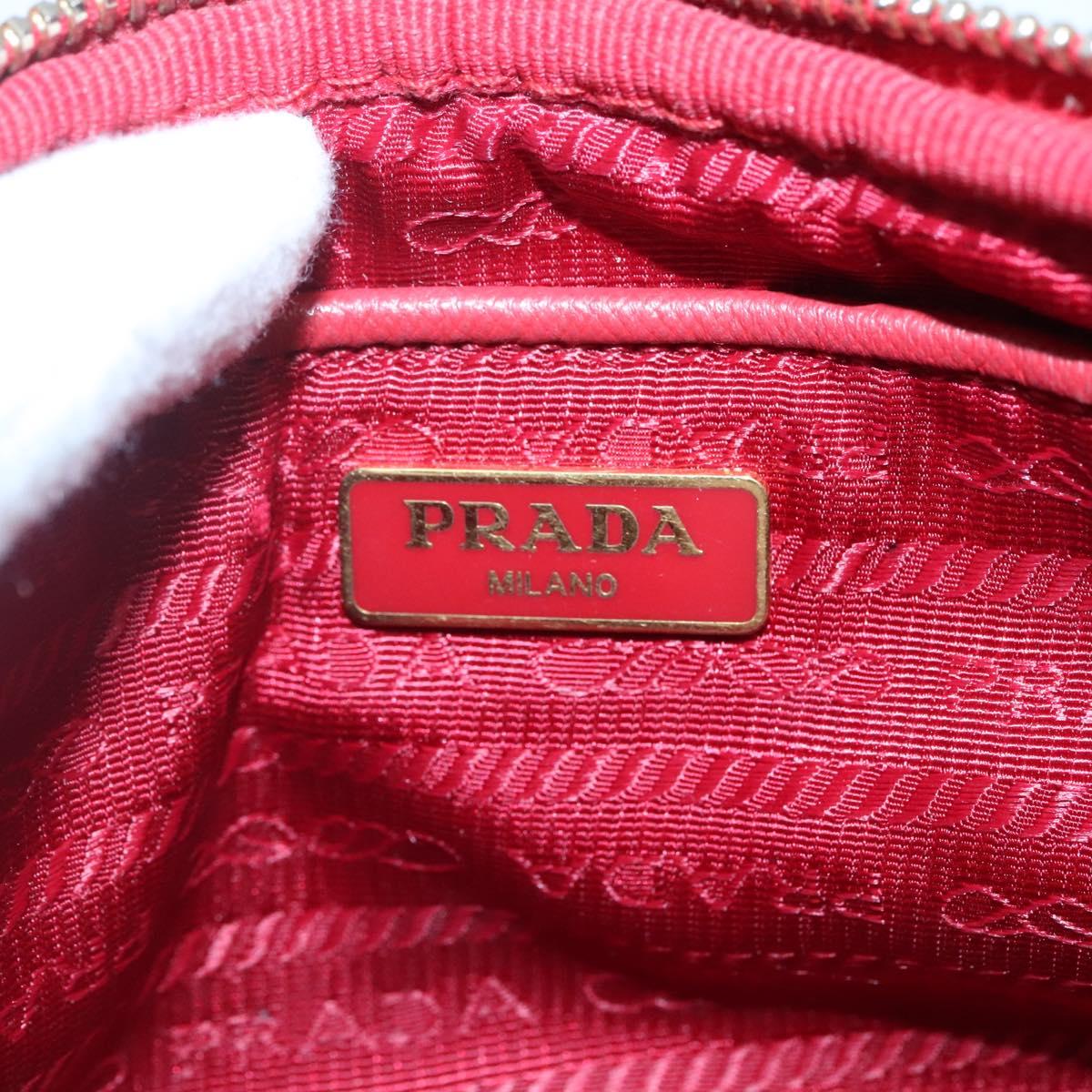 PRADA Shoulder Bag Nylon Red Gold Auth 136649