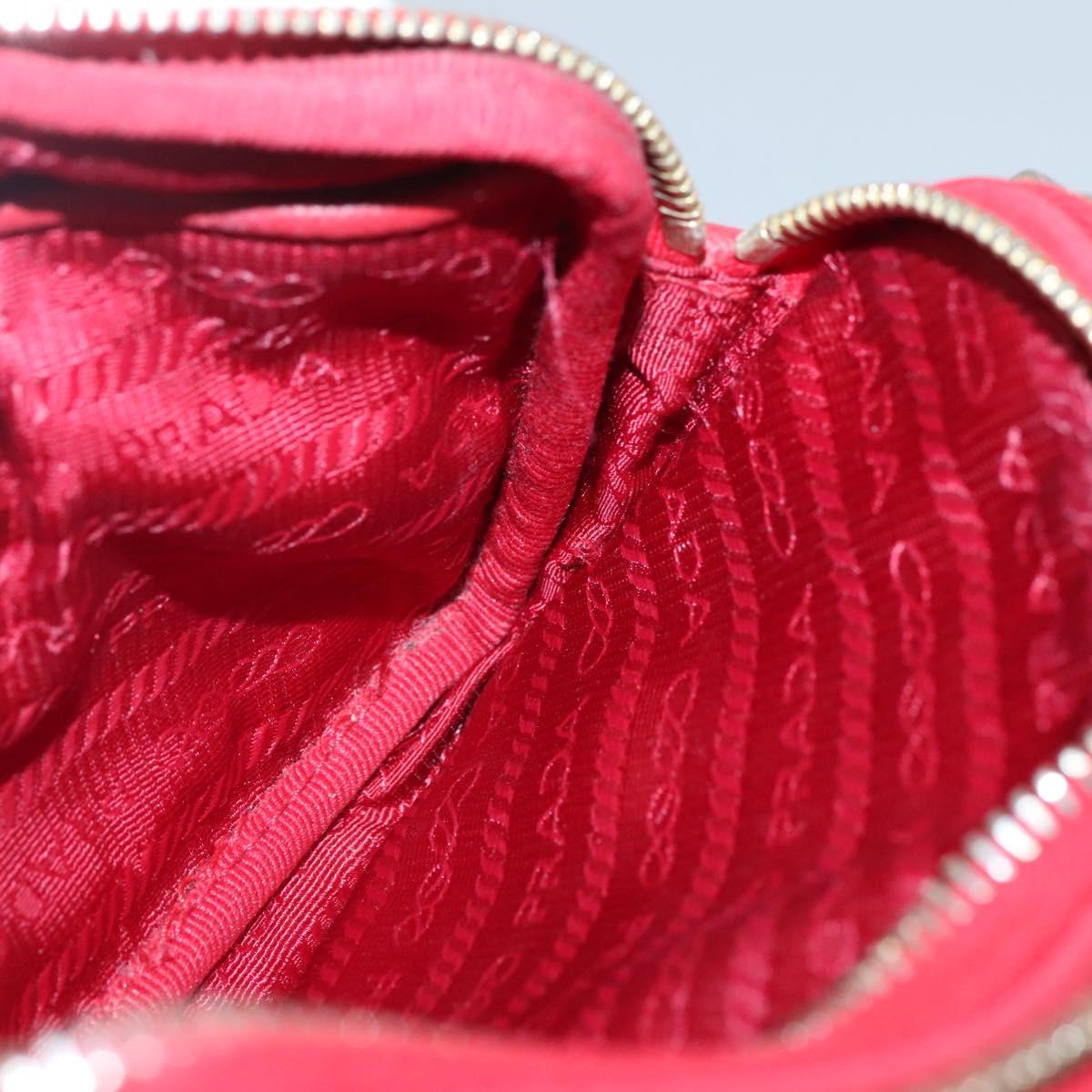 PRADA Shoulder Bag Nylon Red Gold Auth 136649