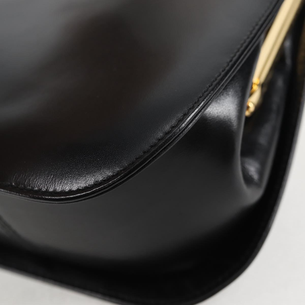Salvatore Ferragamo Gancini Hand Bag Leather Black Gold Auth 136667V