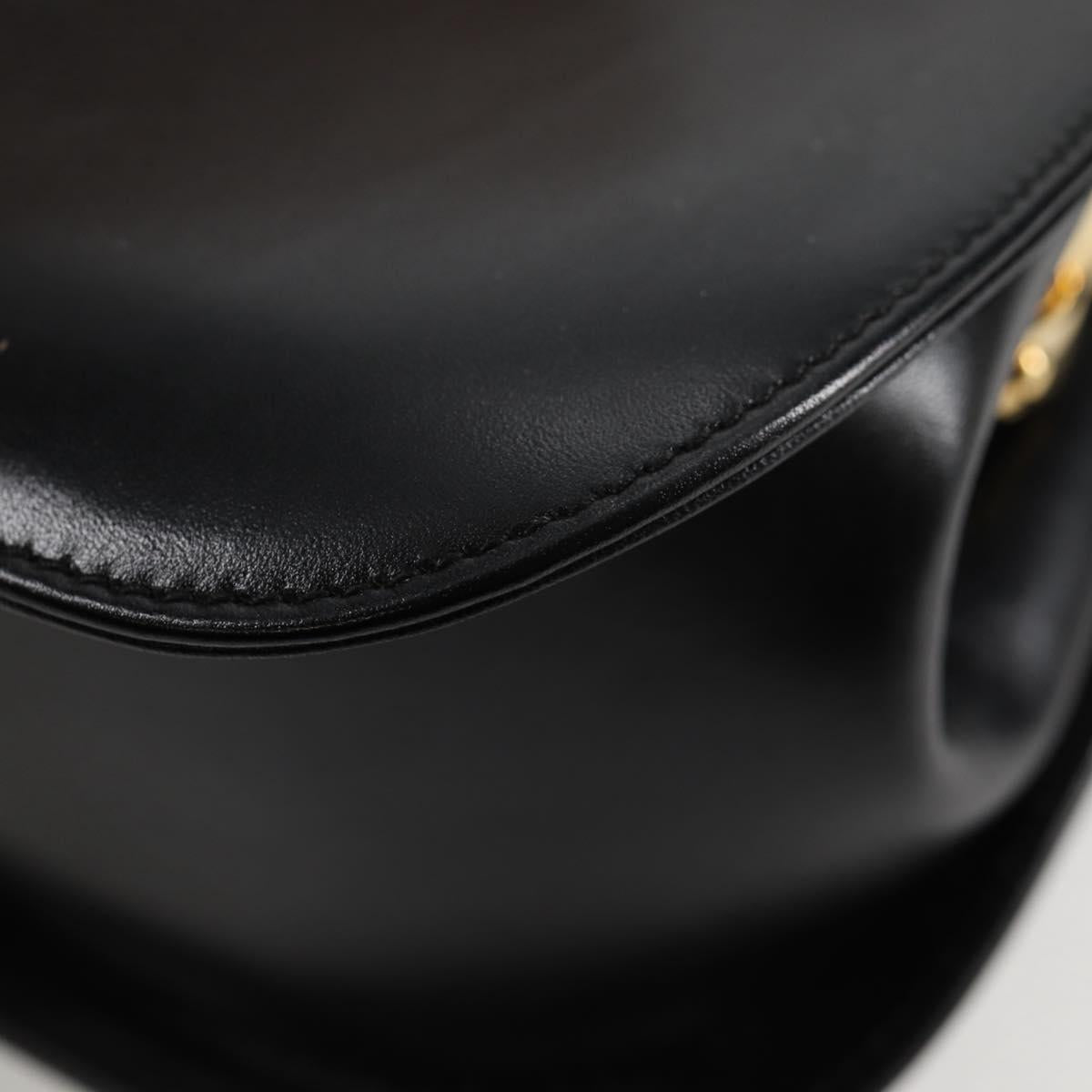 Salvatore Ferragamo Gancini Hand Bag Leather Black Gold Auth 136667V