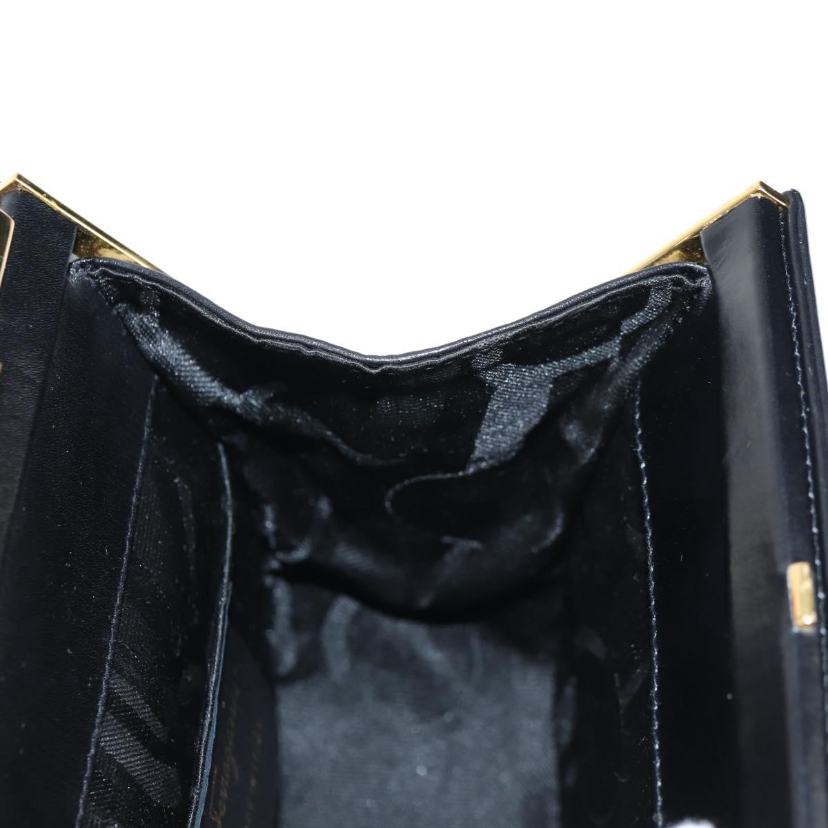 Salvatore Ferragamo Gancini Hand Bag Leather Black Gold Auth 136667V