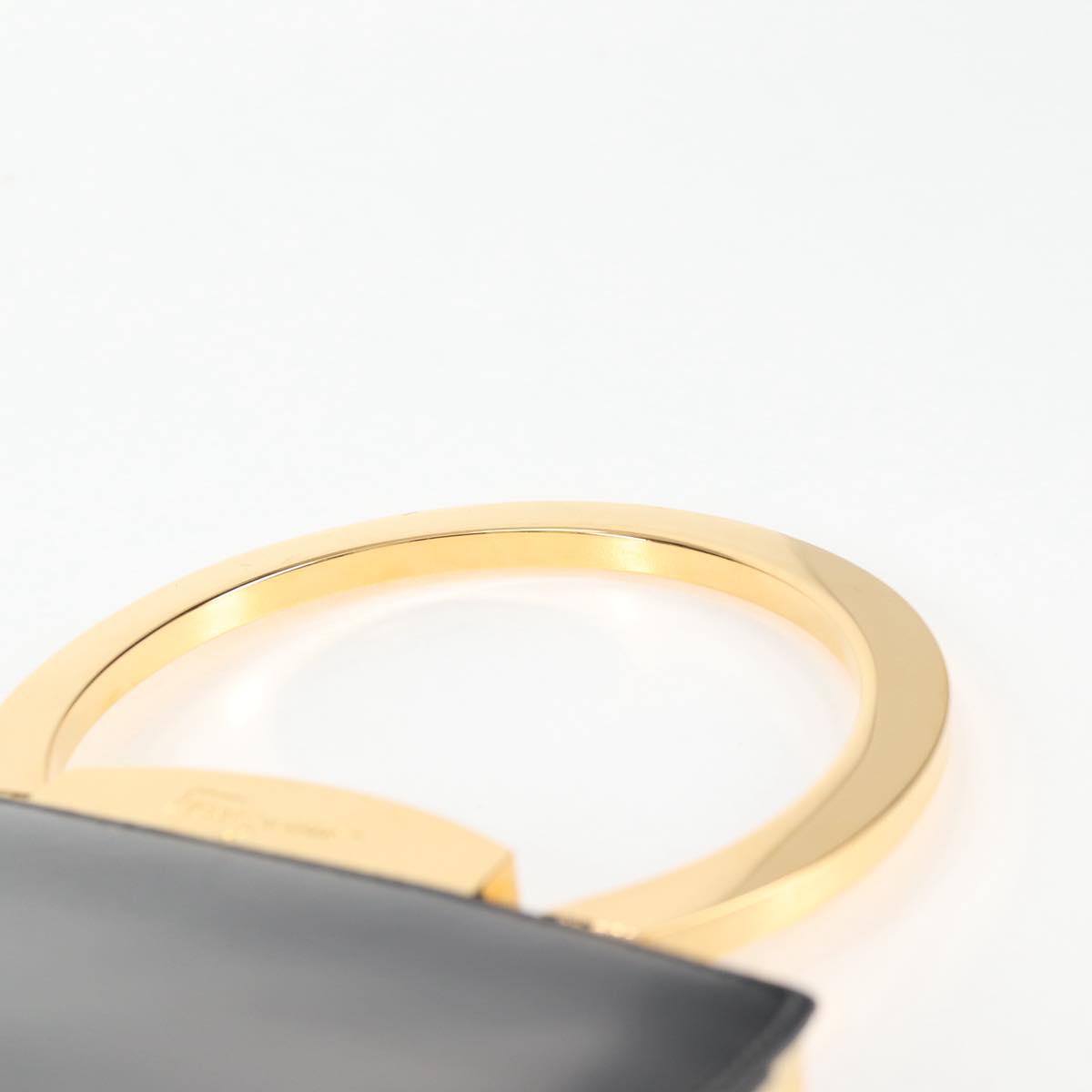 Salvatore Ferragamo Gancini Hand Bag Leather Black Gold Auth 136667V
