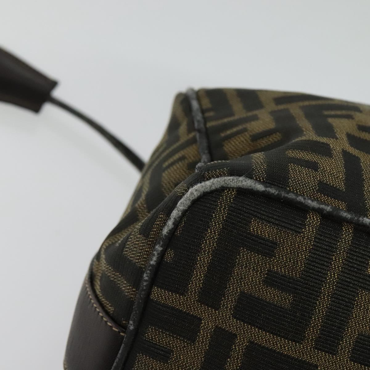 FENDI Zucca Canvas Vanity Pouch Black Brown Auth 136668