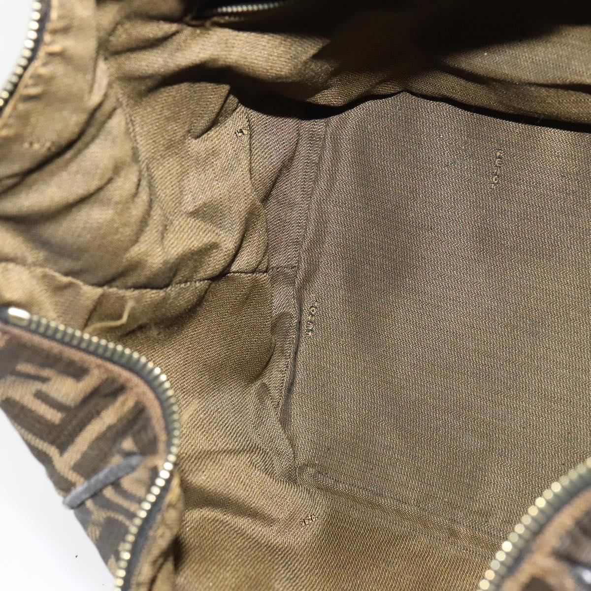 FENDI Zucca Canvas Vanity Pouch Black Brown Auth 136668